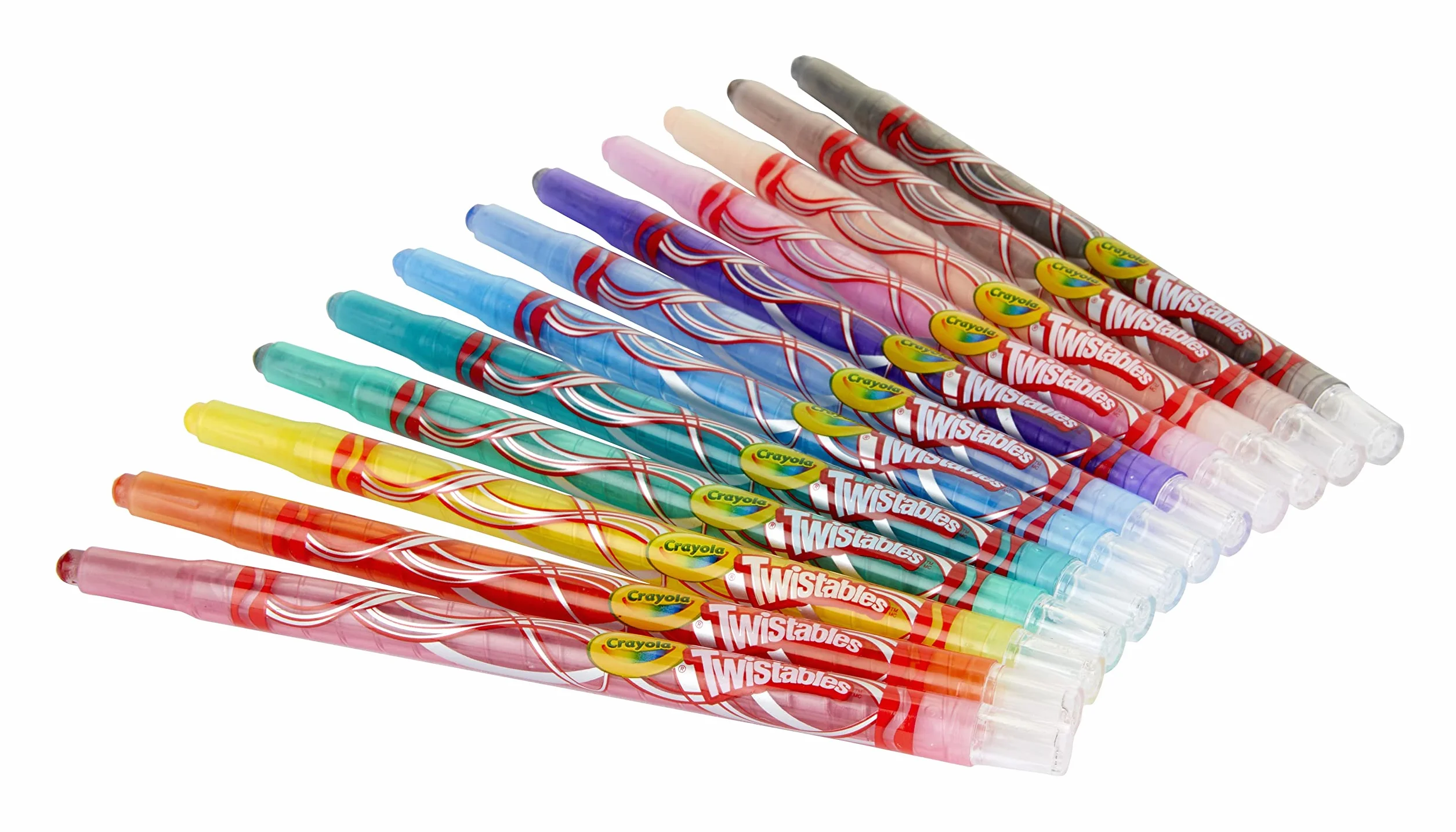 CRAYOLA Kredki do kolorowania Twistables – różne kolory (24 sztuki), wystarczy skręcić, aby uzyskać więcej zabawy z kolorowaniem – bez konieczności ostrzenia! Idealne dla dzieci w wieku od 3 lat