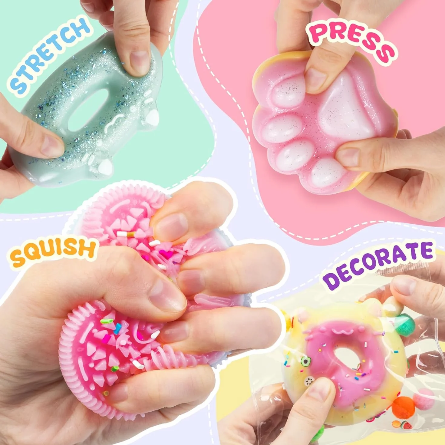 Highttoy Zestaw do tworzenia świecących w ciemności Duży Zabawek Squishy, 480ml 1:1 płynny silikon AB mieszany w stosunku 1:1 gumowe zabawki squishy z 9 foremkami i akcesoriami