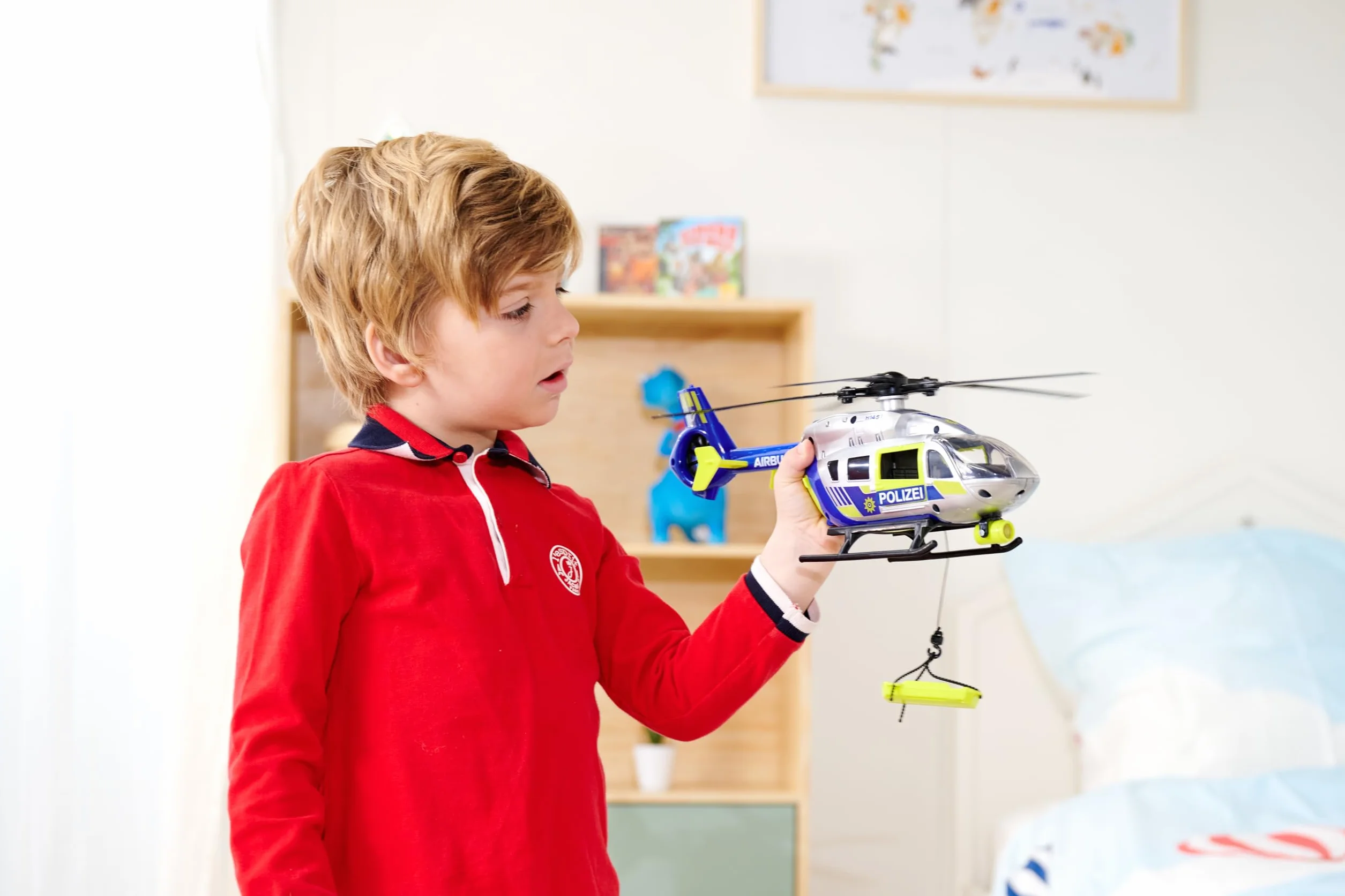 Dickie 203716028038 Police helikopter ze światłami, dźwiękiem, wciągarką i noszami, 203716028038