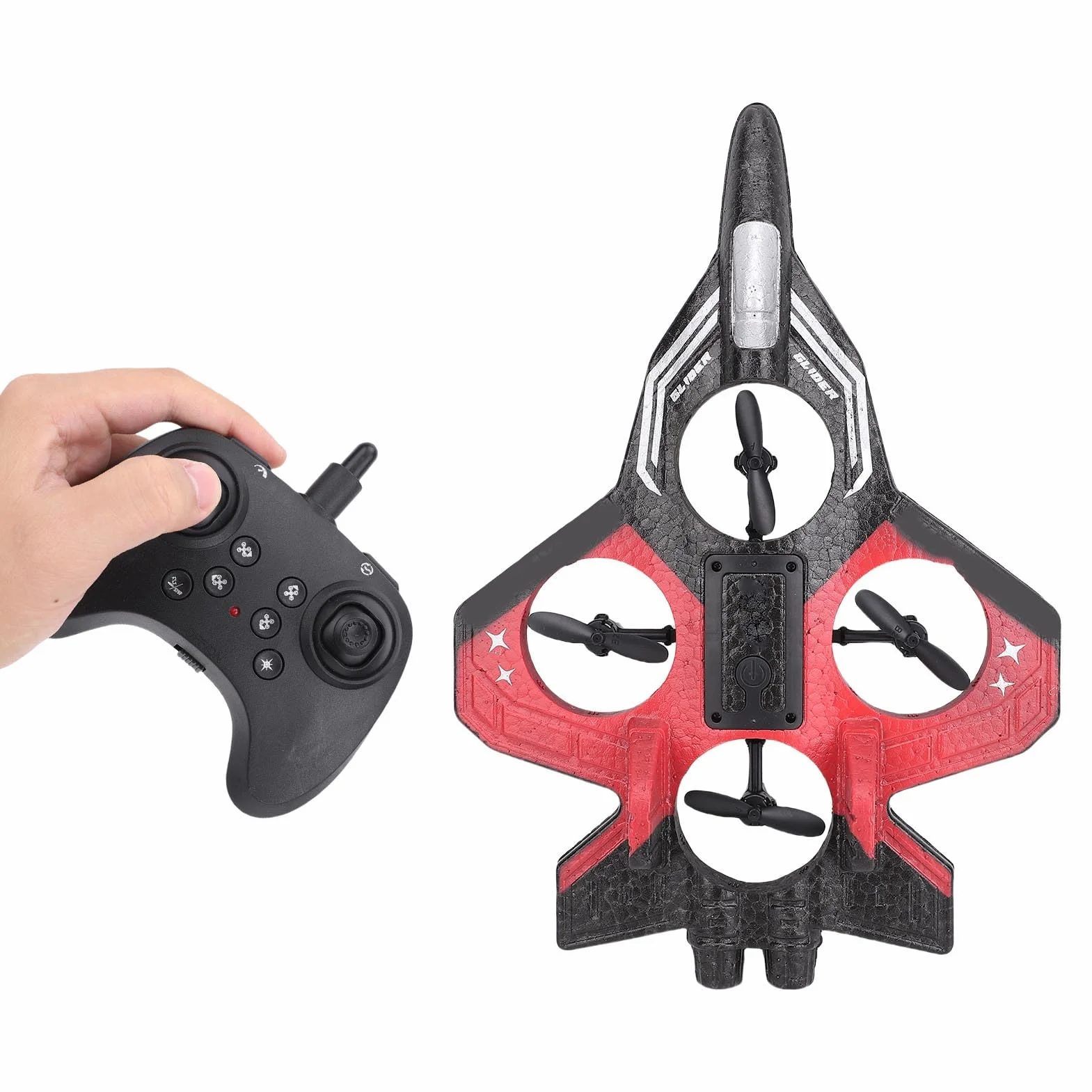 RC Slider, 2,4 GHz Zdalne Sterowanie Airpalne, 4 Ciągu Silnika | 3 Prędkości | 360 ° Kasketowe Samolotowe Samolotowe Zabawki światłami (Pojedyncza bateria)