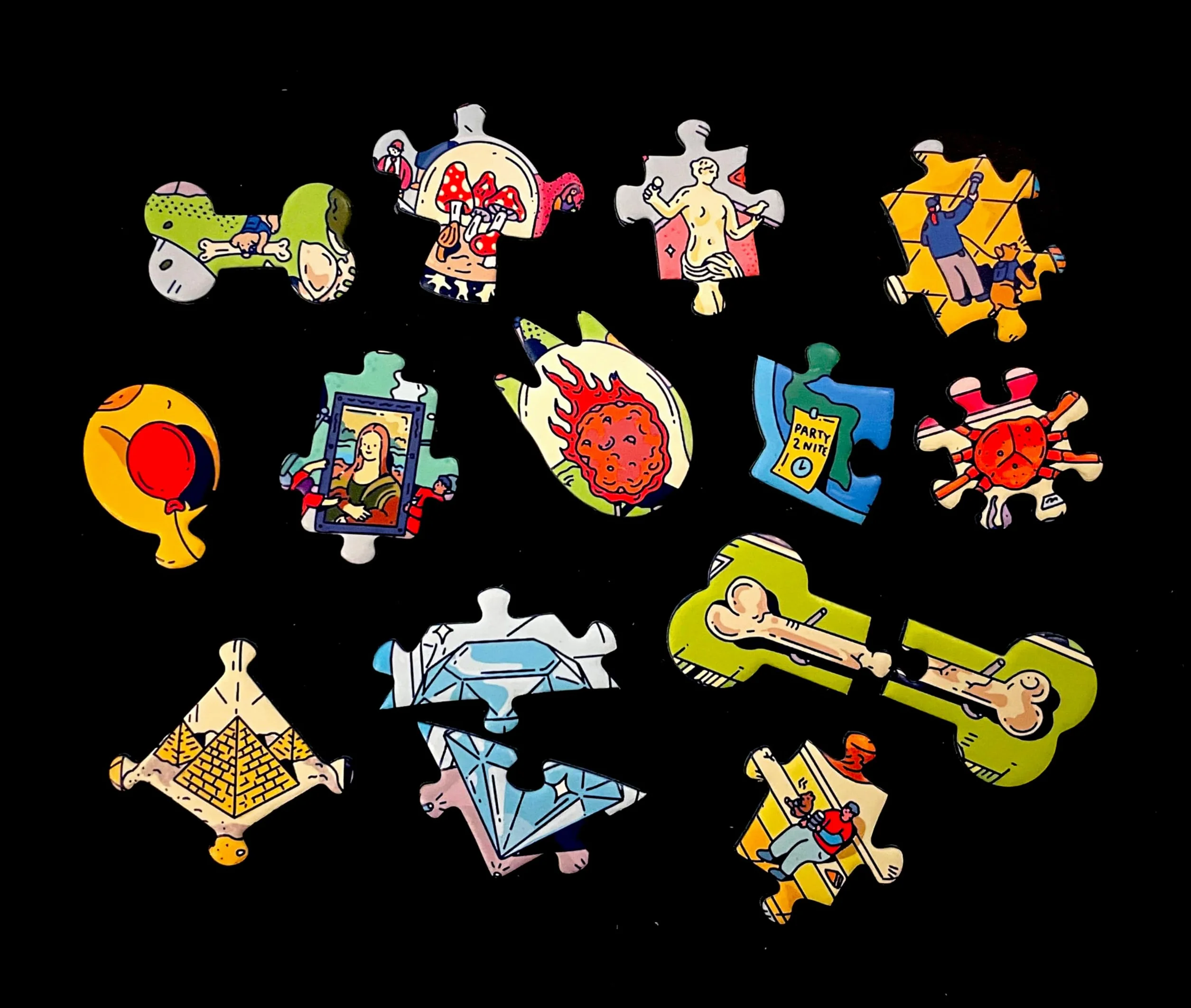 Magic Puzzle Company Zestaw 3 układanek z serii czwarta: Big Rock City, The Awakened Artifacts i The Peckish Pirates, 1000-elementowe puzzle