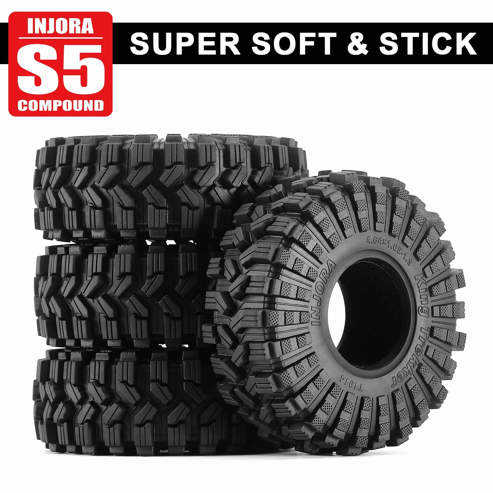 INJORA Opony 1.9 All Terrain King Trekker S5 do TRX4 SCX10 1/10 RC Crawler Upgrade (118 * 42mm)