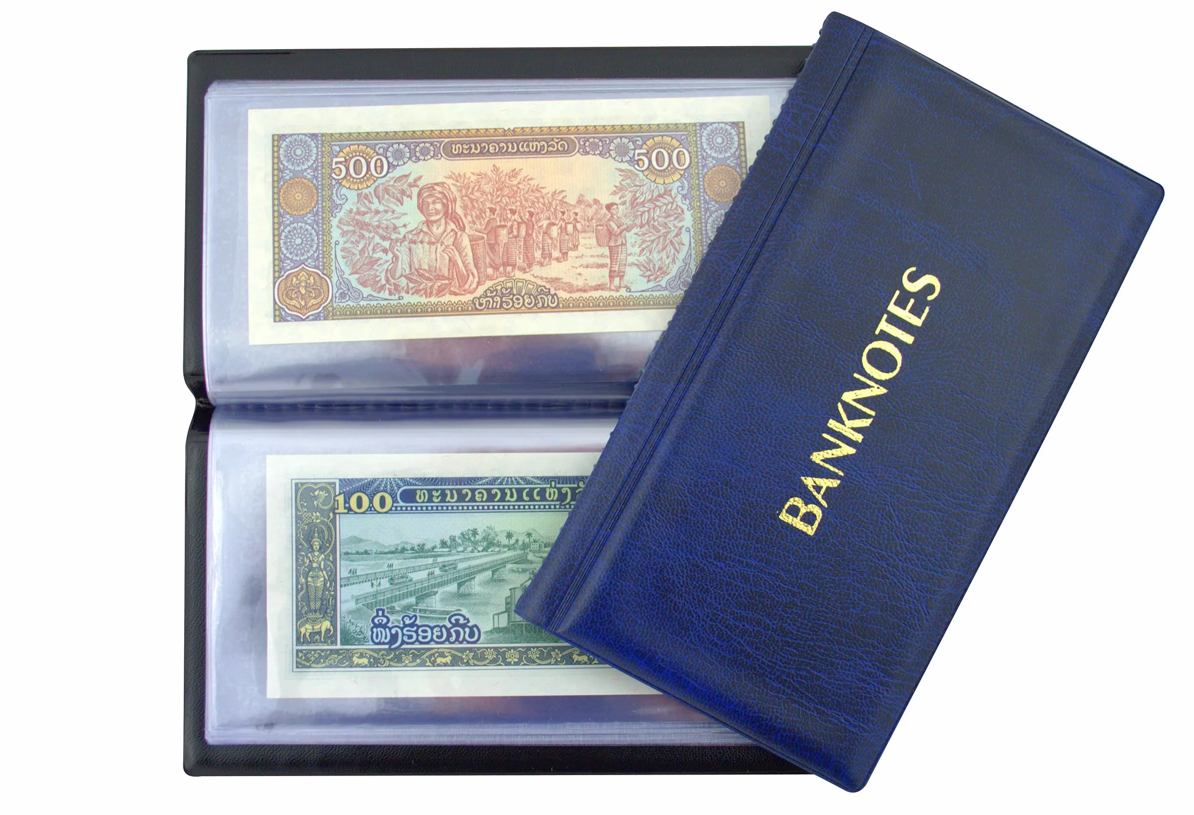 COLLECTOR - Album na banknoty pieniądze papierowe album 20 stron - 8 x 17 cm (Niebieski)