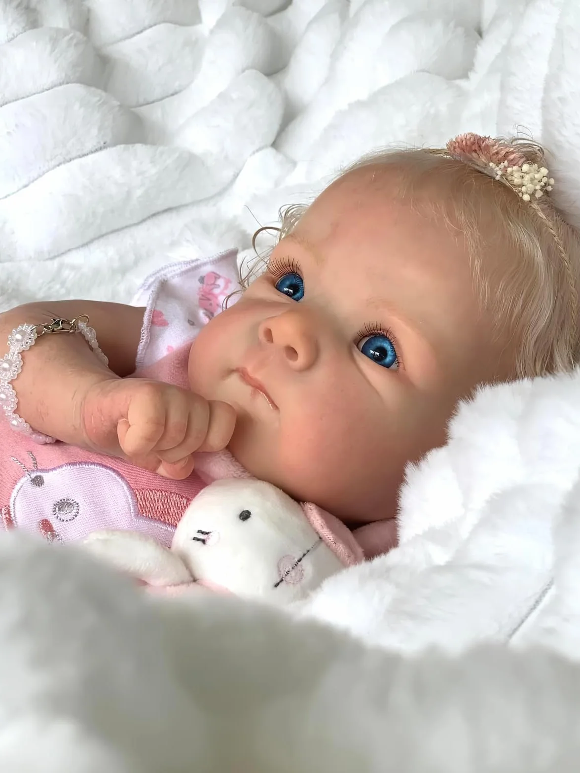 MineeQu 18 cali Zakorzenione Blond Kręcone Włosy Reborn lalka bobas z Obciążony korpus z tkaniny Prawdziwe życie Noworodkowe lalki dziewczynki wyglądać Realistyczny,Na zawsze Twoje słodkie serce