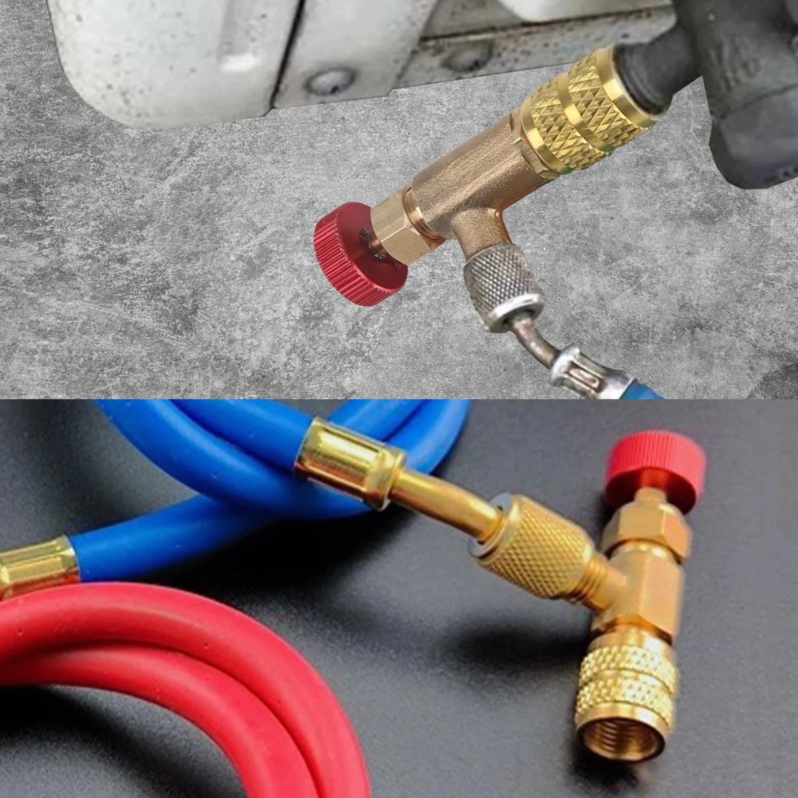 Adapter zaworu chłodniczego R410A- 1/4"- 5/16" - Zawór bezpieczeństwa klimatyzacji - Zawór sterujący czynnikiem chłodniczym, zachowaj klimatyzację