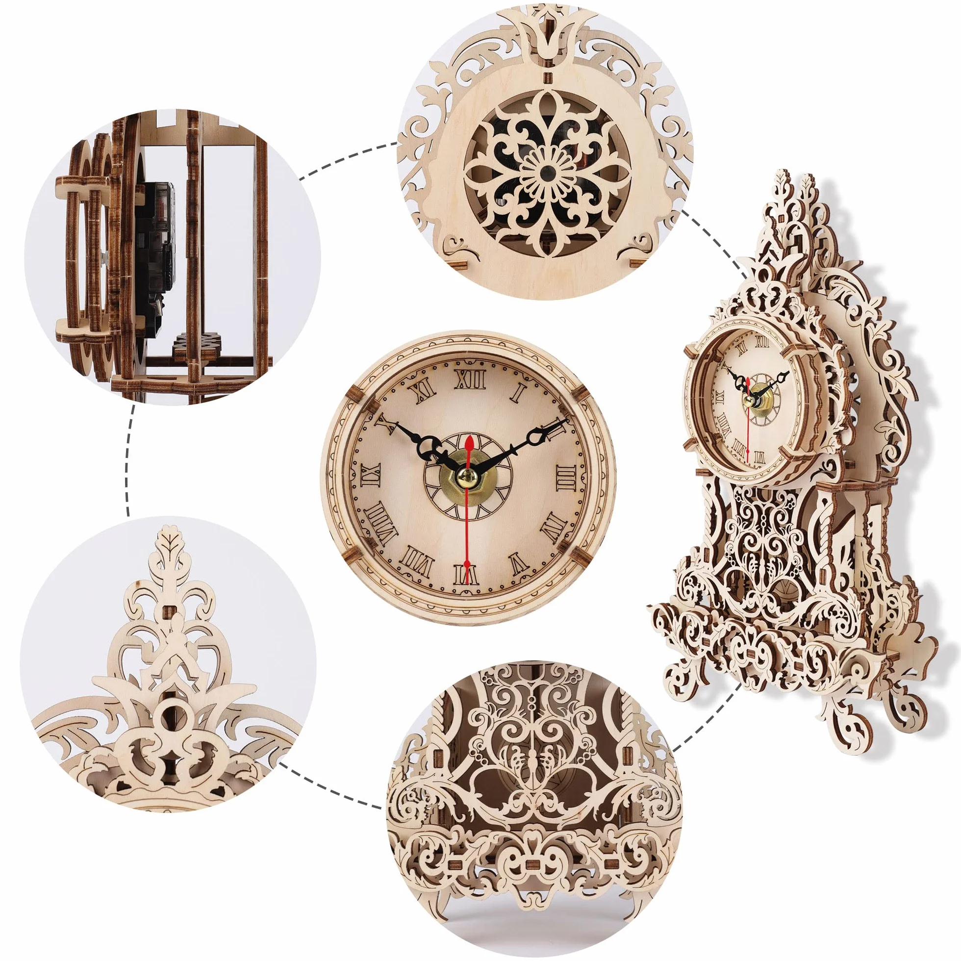 Cuteefun Drewniany zegar wahadłowy 3D zestaw modelowy dla dorosłych do samodzielnego montażu w celu zbudowania 3D drewniane puzzle DIY drewniane zestawy konstrukcyjne kreatywne