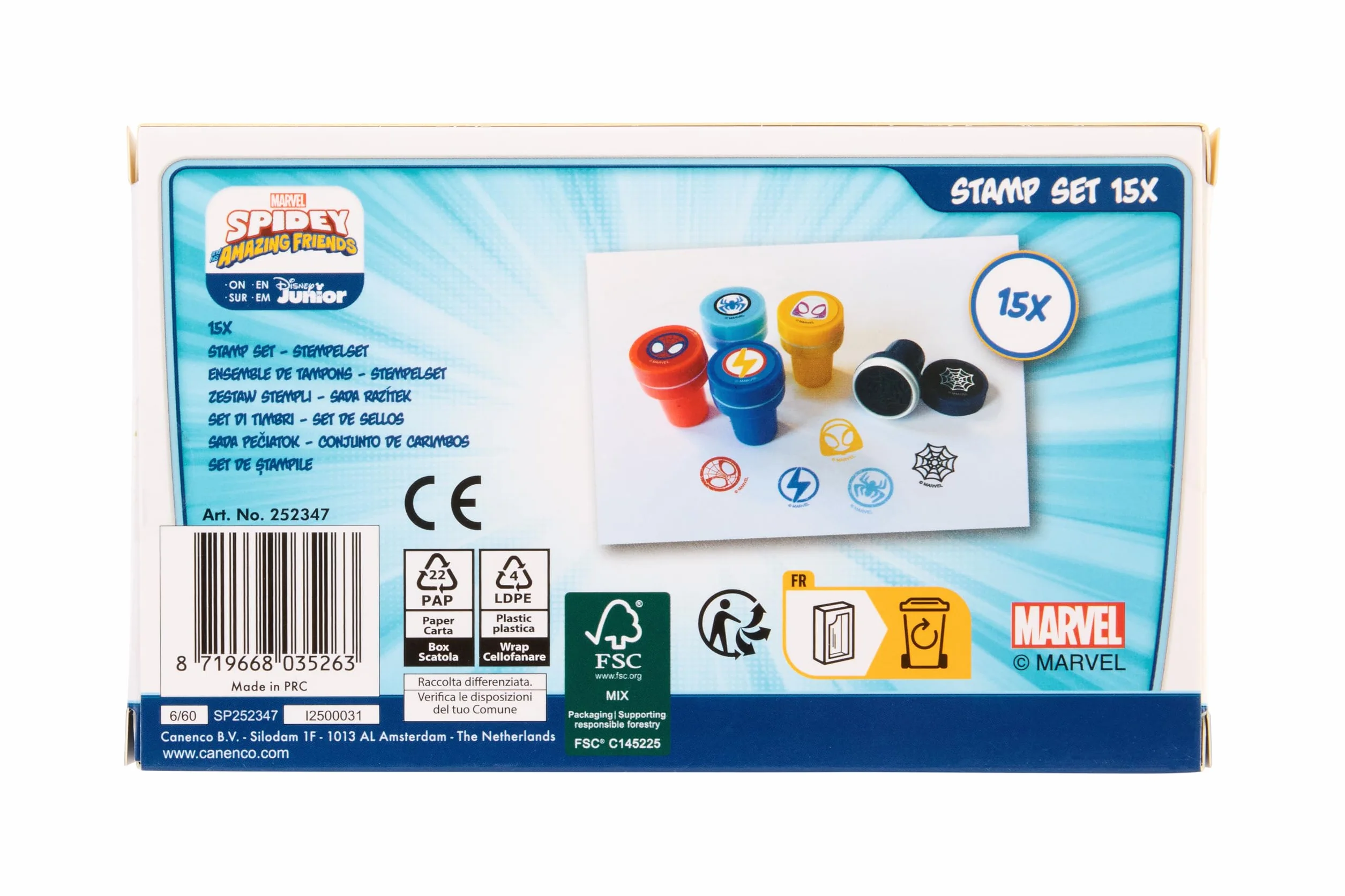 Disney Store Spidey und Seine Super-Freunde zestaw pieczątek dla dzieci 15 zabawek do stempli Marvel od 3 lat