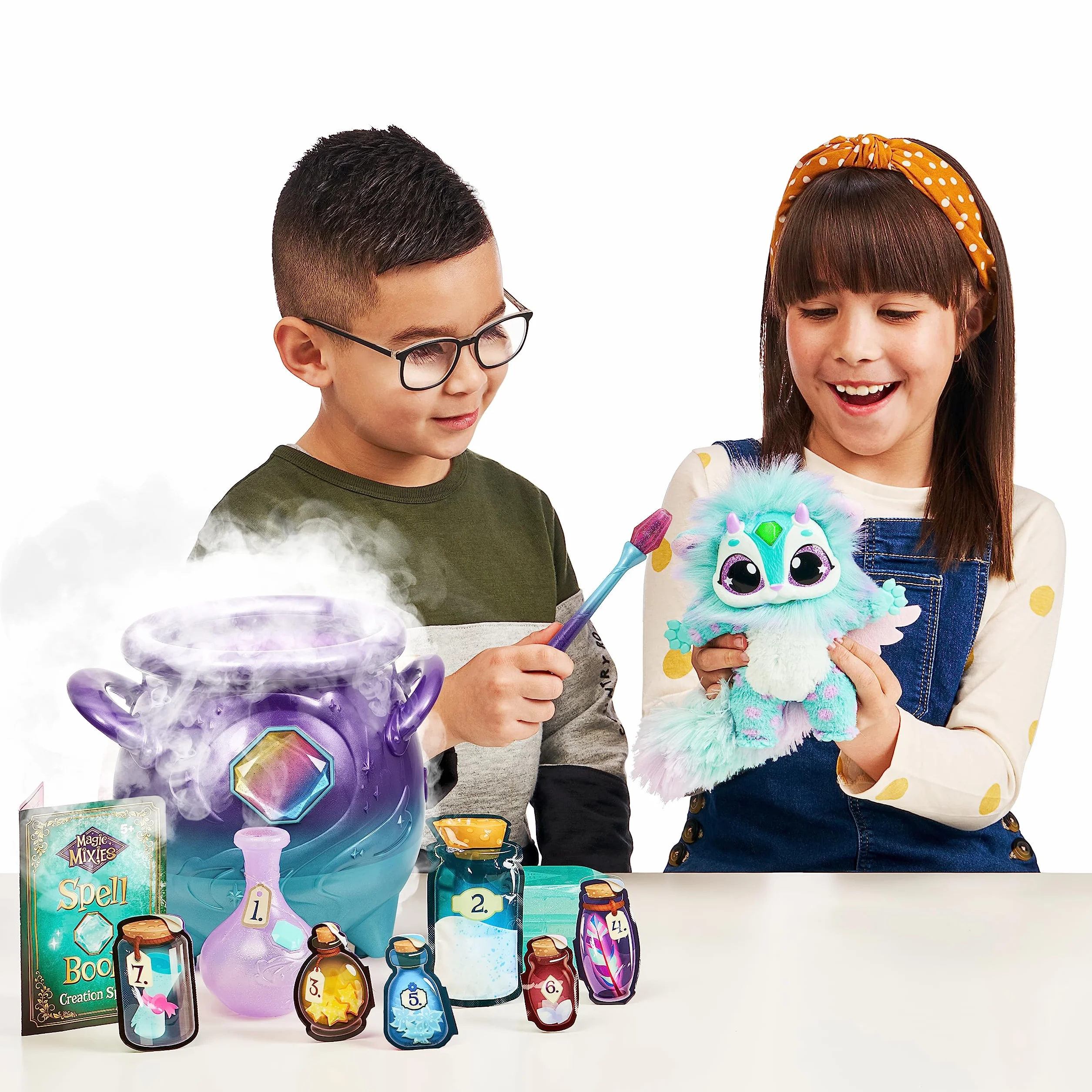 Magic Mixies Magiczny Kociołek Zamgławiający Fioletowy z Interaktywną Zabawką Pluszową 20 cm