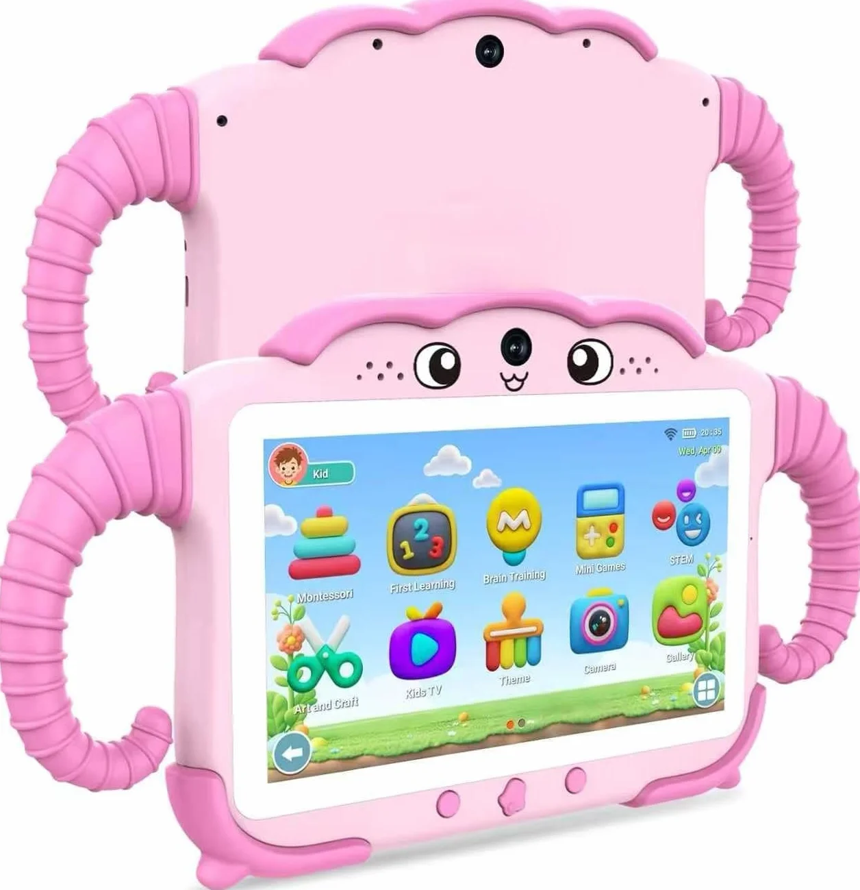 Tablet dla dzieci 7" dla dzieci od 3 do 14 z etui, 2 GB + 32 GB, zabezpieczenie przed dziećmi, certyfikat GMS, WiFi, podwójny aparat, Google Play Store, różowy