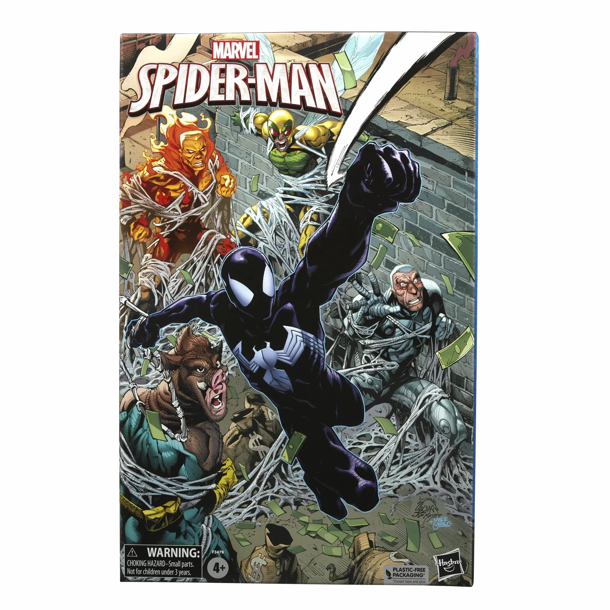 Marvel Legends Series, Zestaw 5 przegubowych figurek Spider-Mana z kolekcji 15 cm, 14 akcesoriów, dla dzieci, od 4 lat wyłącznie w Amazon