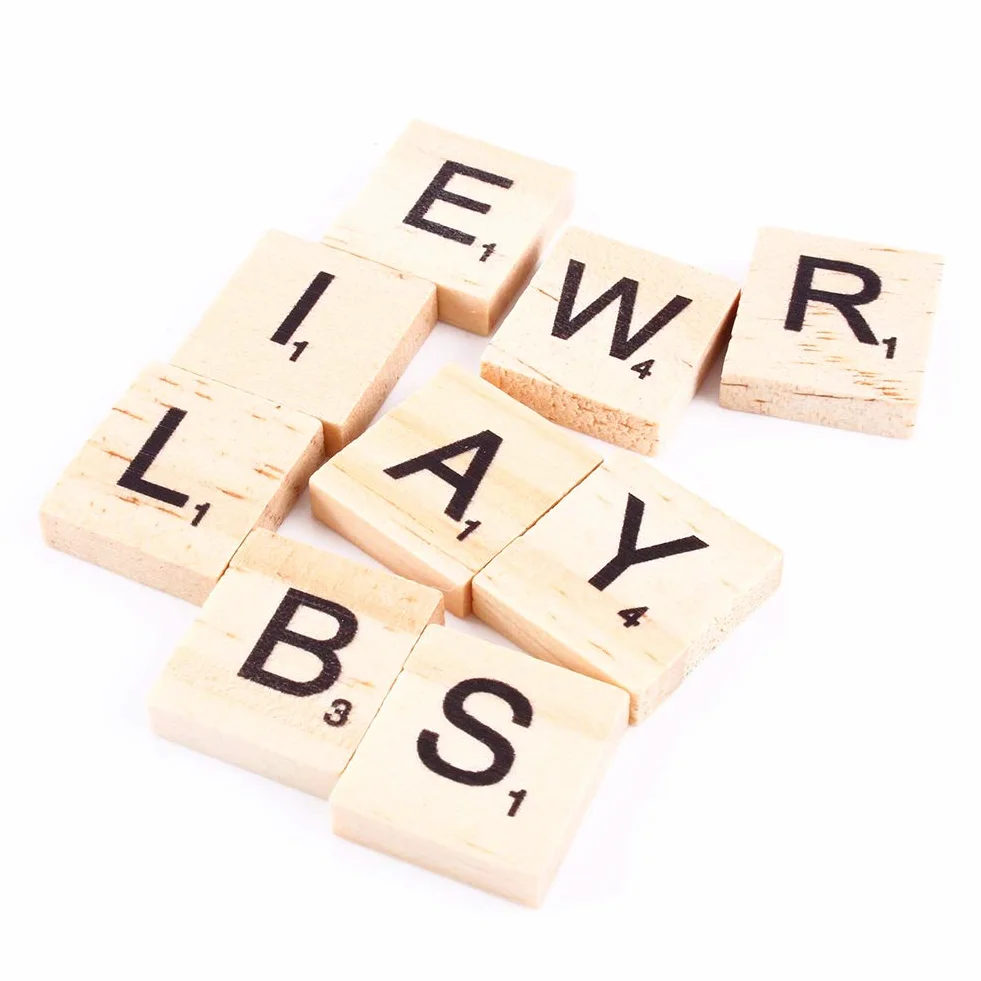 Drewniane Płytki Scrabble 100 Sztuk Z Literami Do Rzemiosła