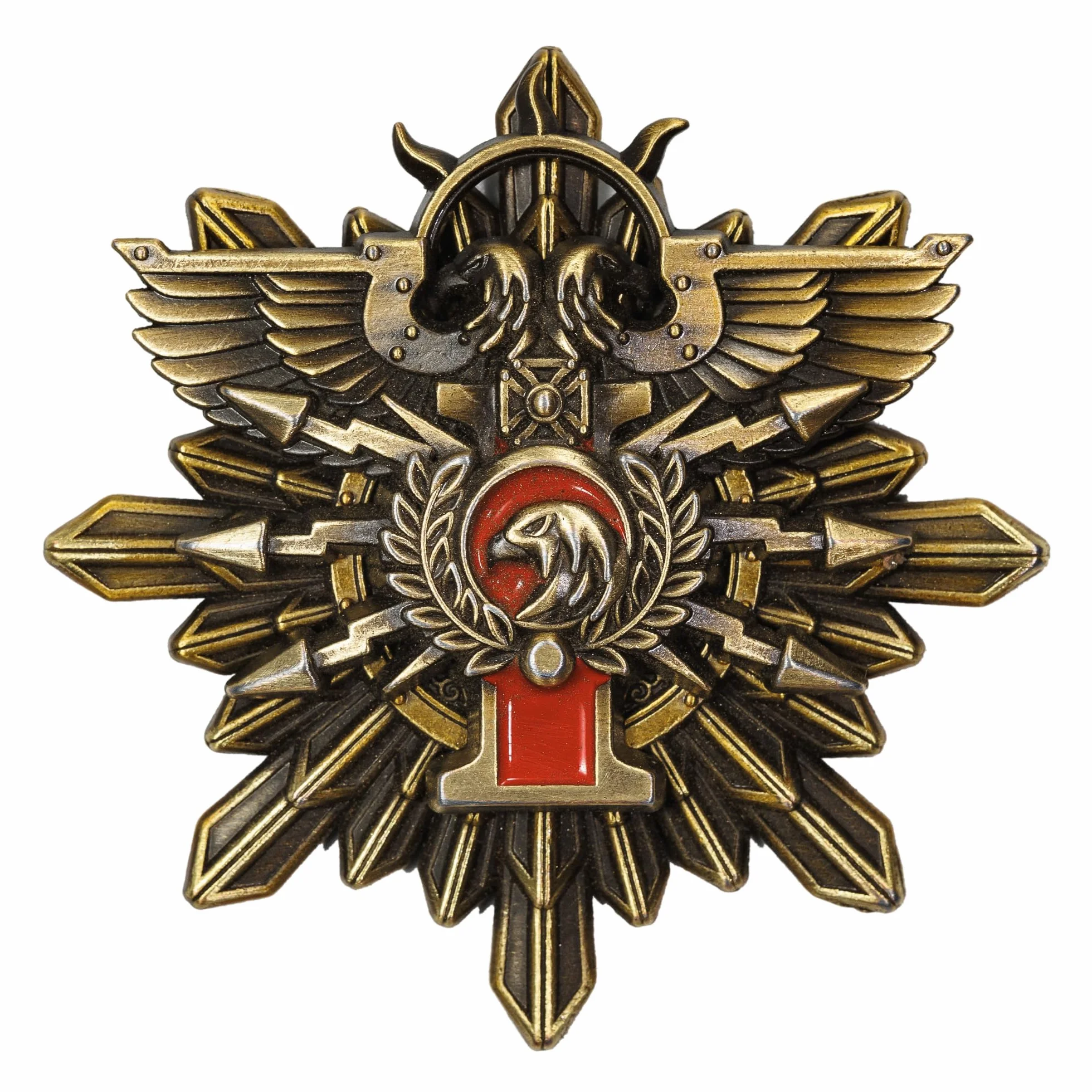 Starforged Brosche Mark of the Ten Thousand Golden Legion Adeptus Custudes Warhammer 40K Merchandise Pin Badge, Złoty