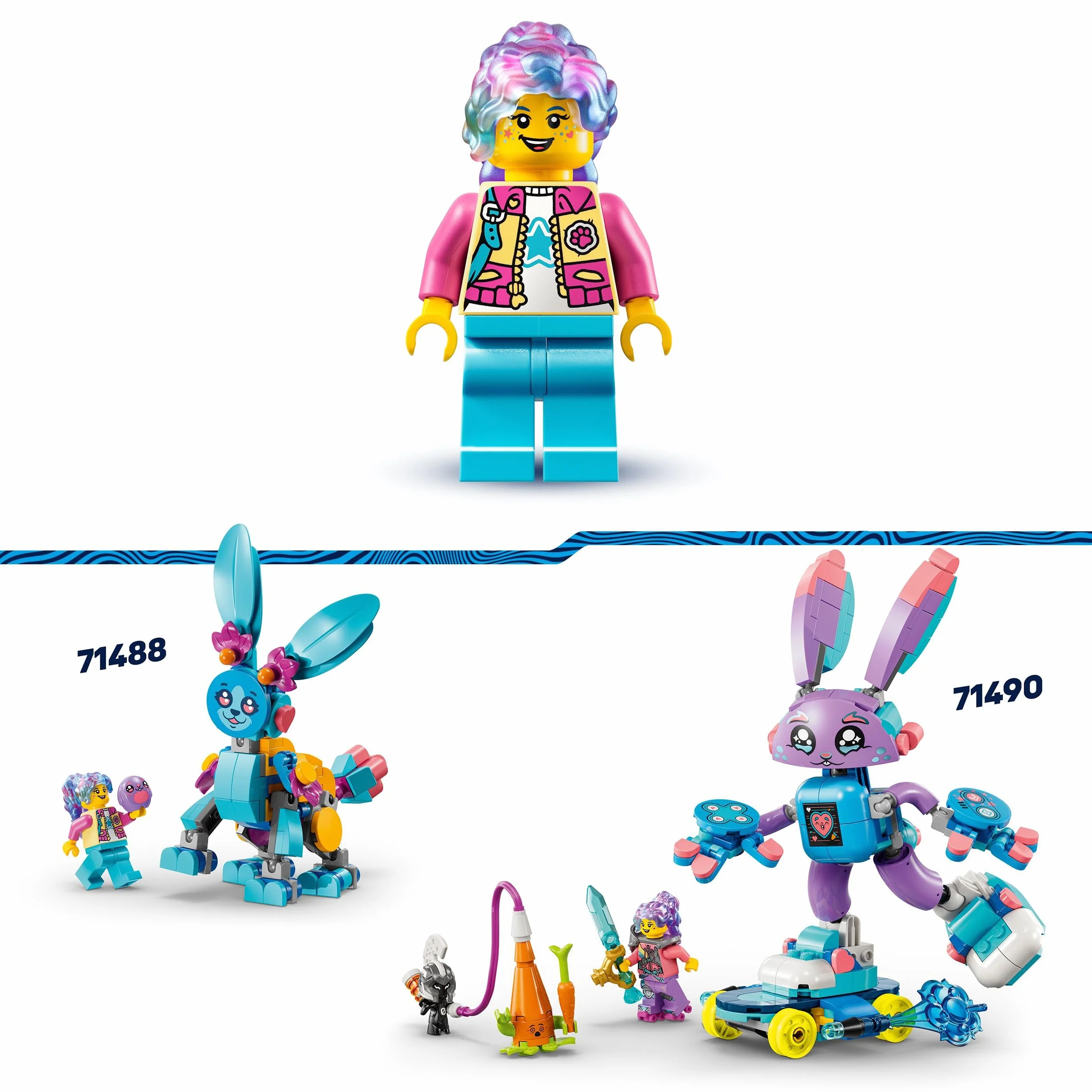 LEGO DREAMZzz Kreatywne Zwierzęce Przygody Bunchu, Zabawka dla Dziecka do Zbudowania, 20 Opcji, w tym Ruchoma Figurka Królika, Minifigurka Izzie, Prezent dla 7-latki, dla Dziewczynki i Chłopca, 71488