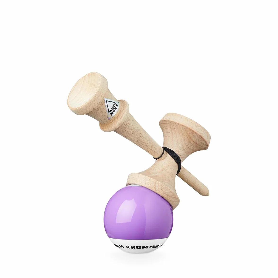 KROM - Kendama POP LOL lawenda – wysoka jakość drewna – dla początkujących i profesjonalistów – opakowanie: zapasowy sznurek + naklejki