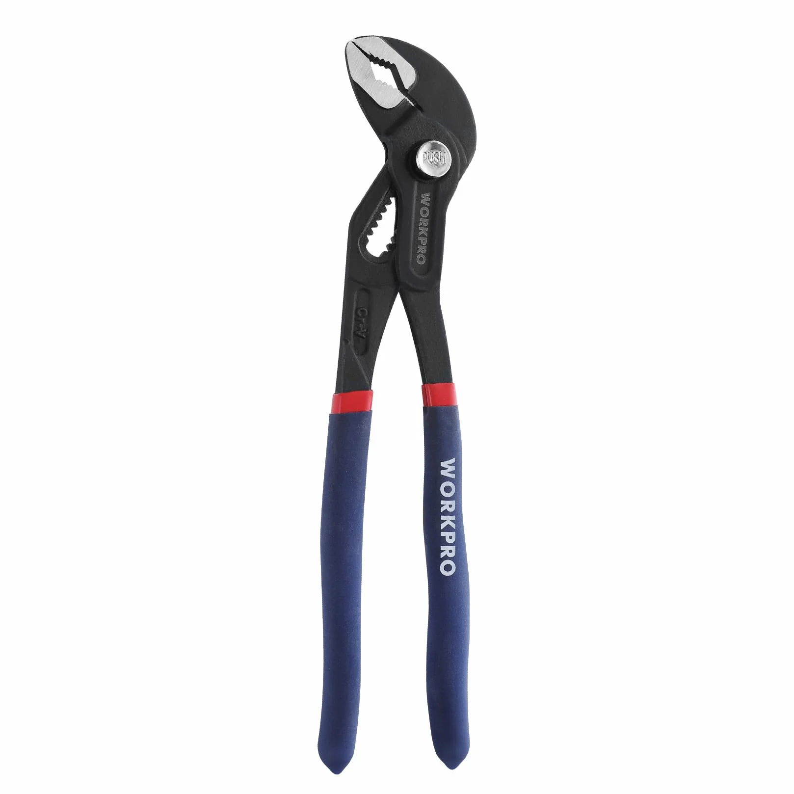 WORKPRO Szczypce do pomp wodnych, 43mm Szerokość Szczęki Szczypce do rur z szybkim regulacją języka i rowka, Stal Cr-V Szczypce do rur z antypoślizgowym uchwytem, 250mm