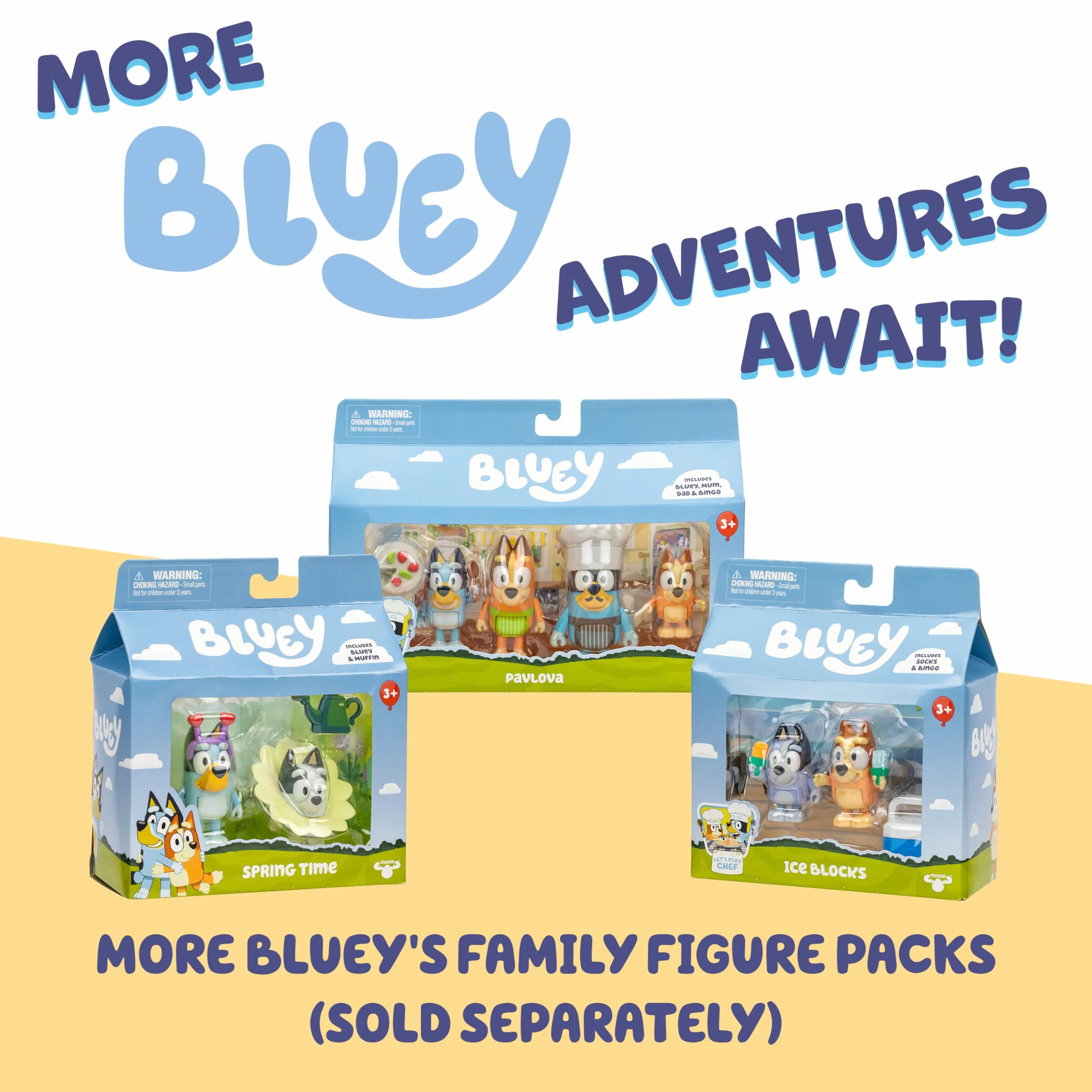 Bluey Heeler Family Road Trip pojazd z 4 kołami, zawiera przegubową figurkę chili, z otwartym dachem, aby łatwo dopasować 4 figurki wewnątrz, idealna do wszystkich figurek 6 cm (sprzedawane oddzielnie