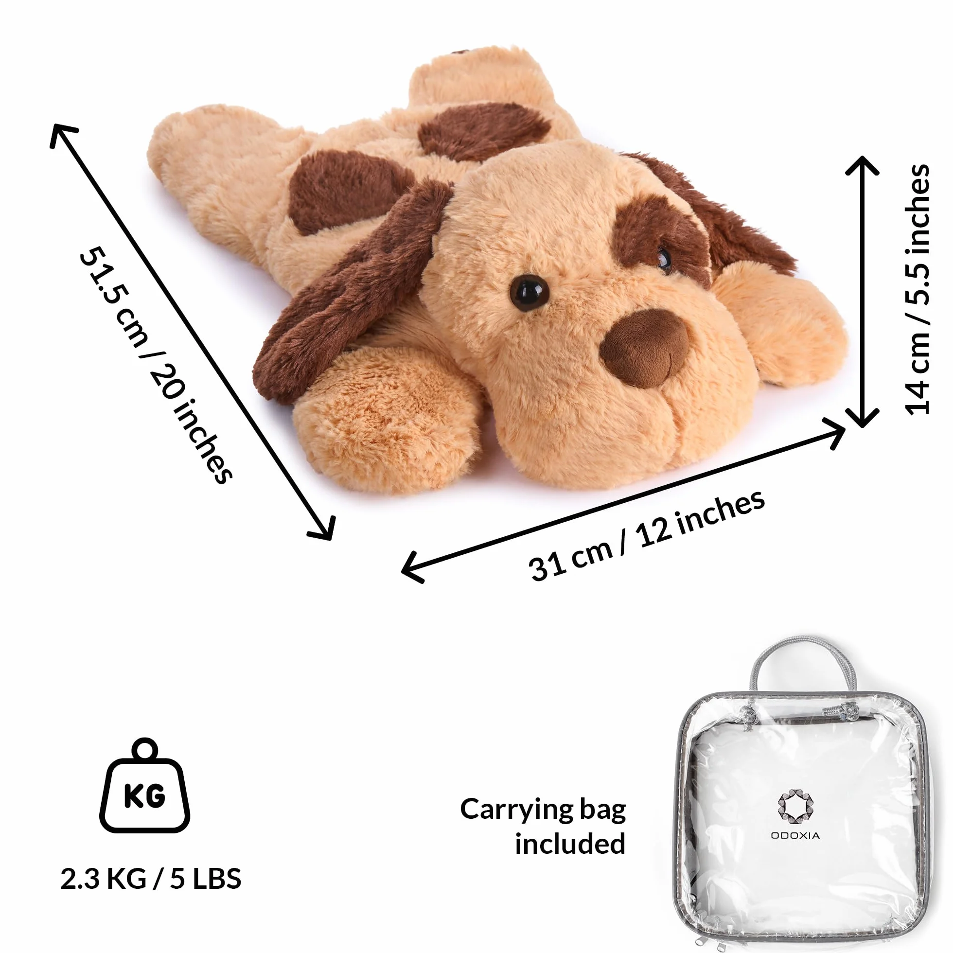 Obciążeniowy Pluszak Pies | 2,3 kg | Uspokajający i Komfortowy | Weighted Plush Dog | Dla Dorosłych i Dzieci | Z Torbą do Przenoszenia