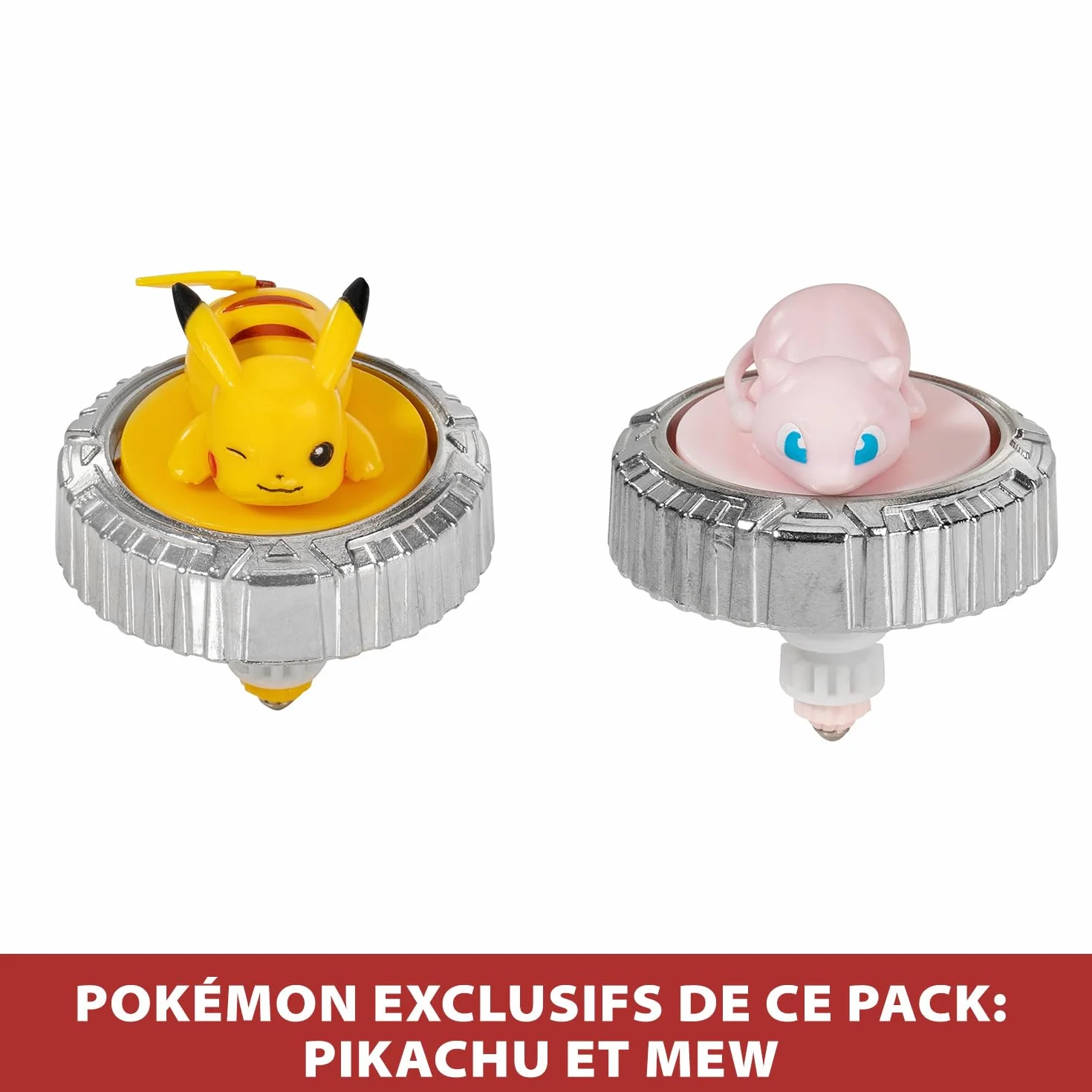 Bandai - Pokémon Arena + 2 Spinnery W Zestawie - 2 Wyrzutnie Pokéball + Bączki Pikachu i Mew - Gra Walki Dla Wielu Graczy - Zabawka Dla Dzieci 4 Lata i + JW4403