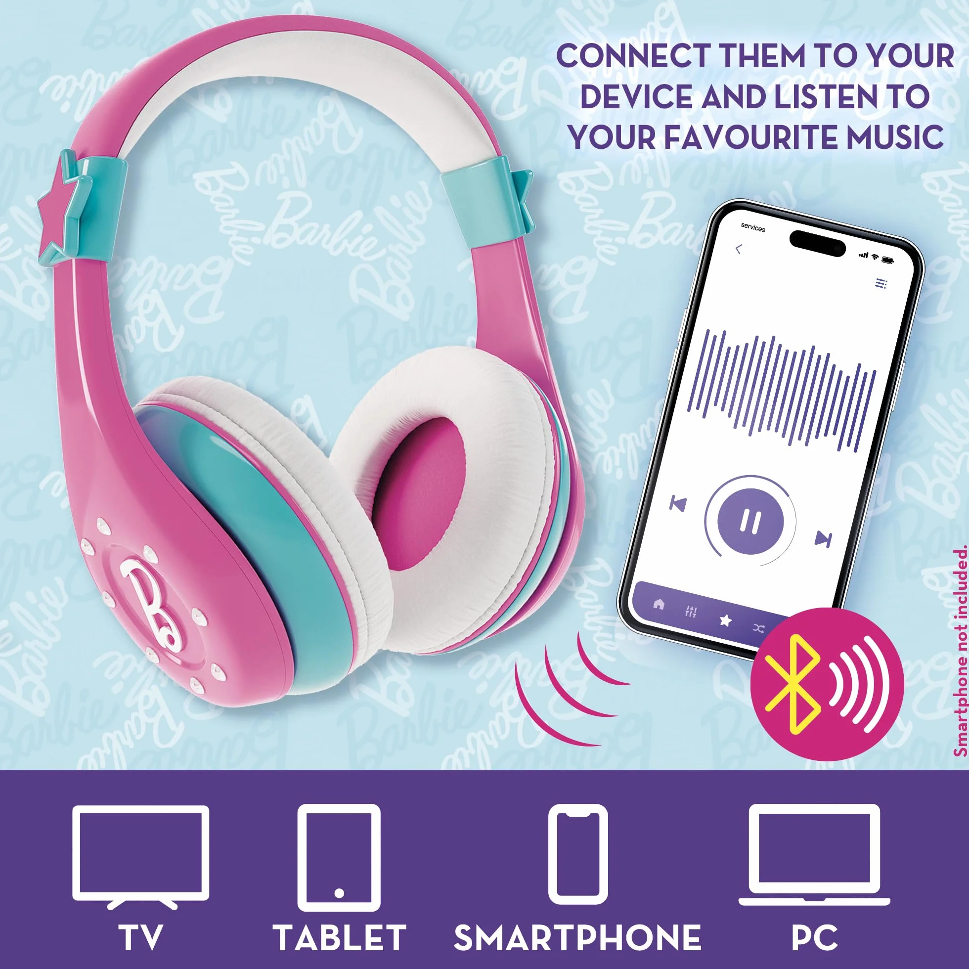 LISCIANI Dźwięk Barbie, mikrofon Bluetooth z głośnikiem, różowy, zestaw karaoke dla dzieci, muzyka i śpiew, połączenie smartfona, wielokolorowy efekt świetlny, dzieci od 4 lat