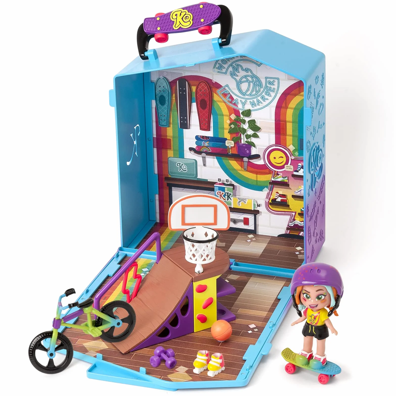 KOOKYLOOS Lizzie's Pop Up Sport Shop sklep z akcesoriami, ekskluzywną lalką z 3 zabawnymi wyrazami twarzy, 2 ekskluzywnymi zwierzętami