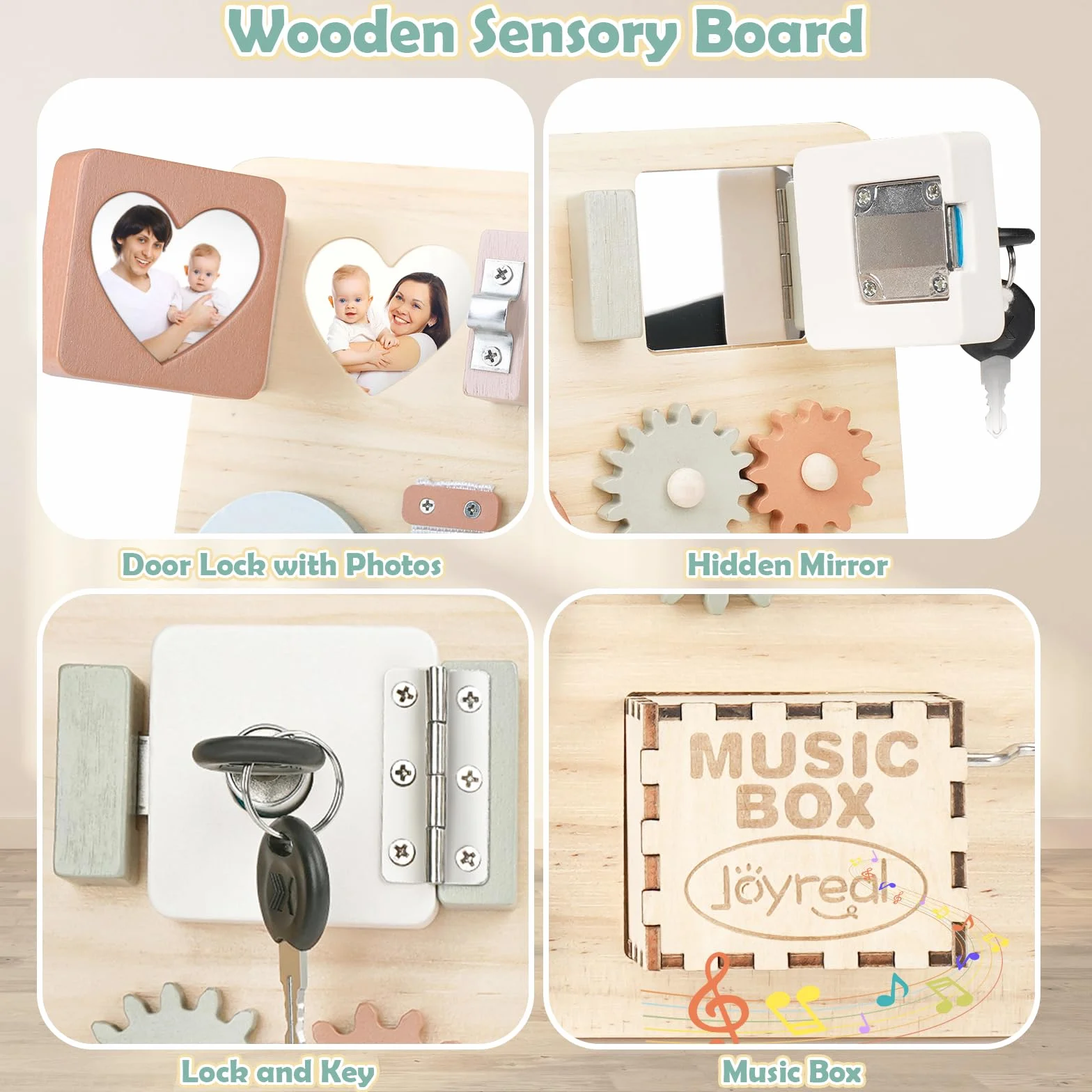 Joyreal Montessori Busy Board Activity Board zabawka motoryczna, deska sensoryczna