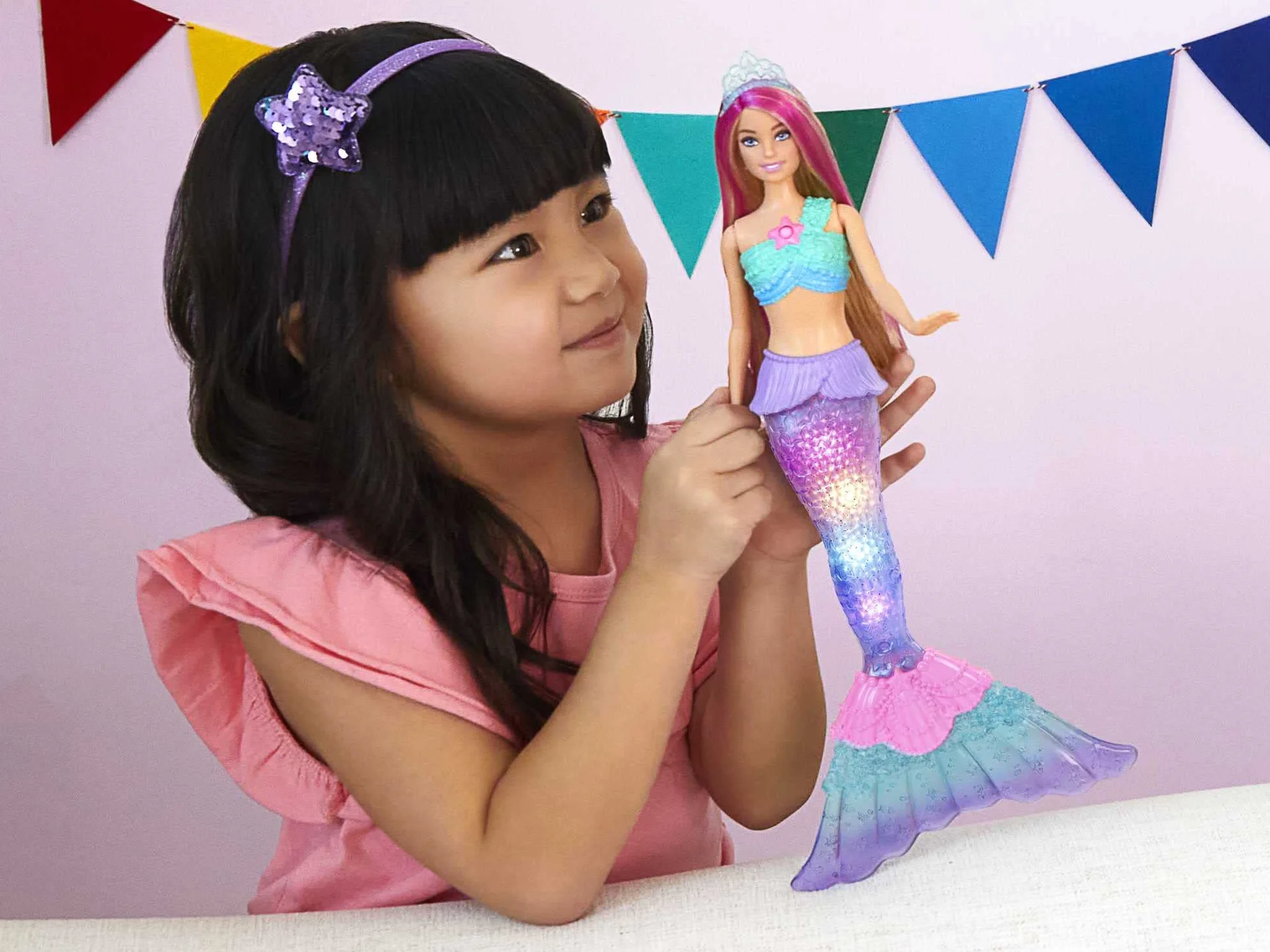 Barbie Dreamtopia Malibu Syrenka Migoczące światełka Lalka, HDJ36