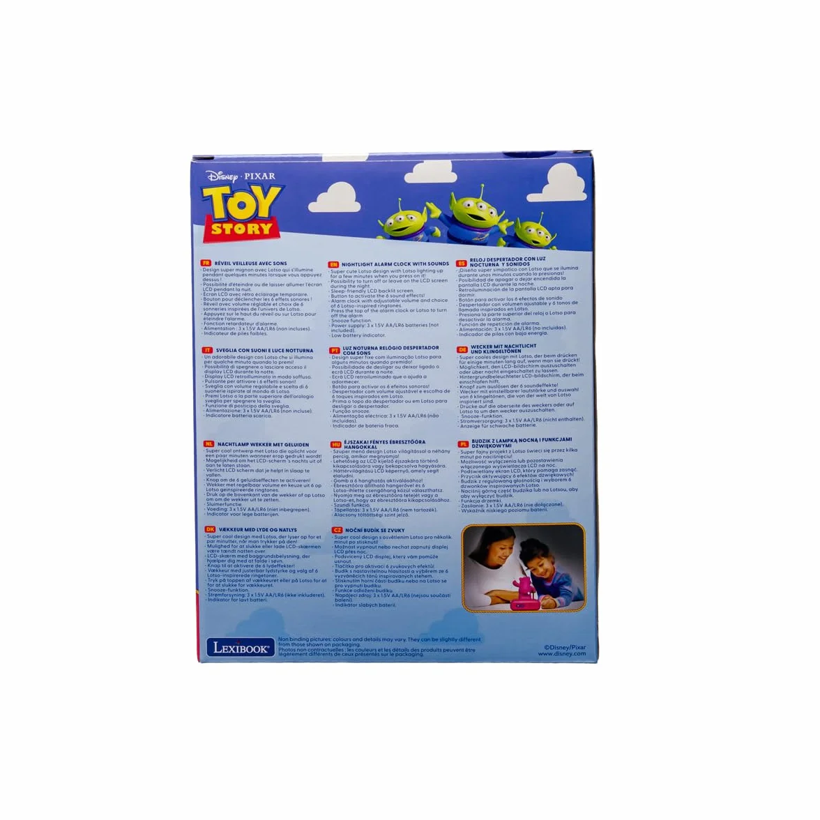 Lexibook, Disney Toy Story, Budzik nocna lampka Lotso, Postać świecąca, Efekty dźwiękowe, Wybór alarmów, Podświetlany ekran LCD, Funkcja drzemki, Fioletowy, RL800TS1LXB