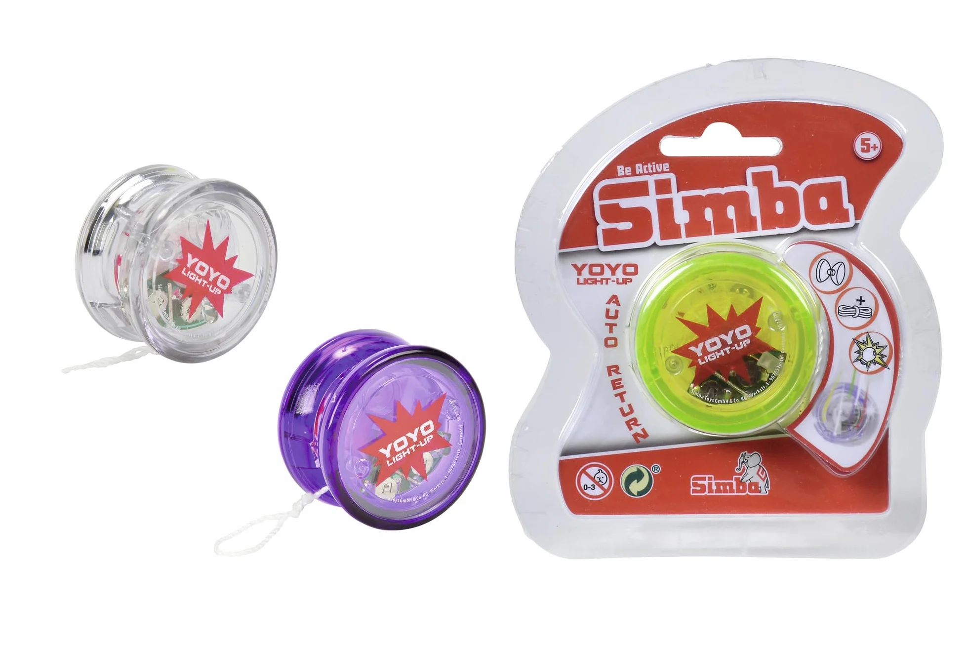 Simba 107230569 - YoYo Light-um, 3-krotnie posortowane, dostarczany jest tylko jeden artykuł, z efektem świetlnym, wolny bieg, zapasowy sznurek, od 5 lat