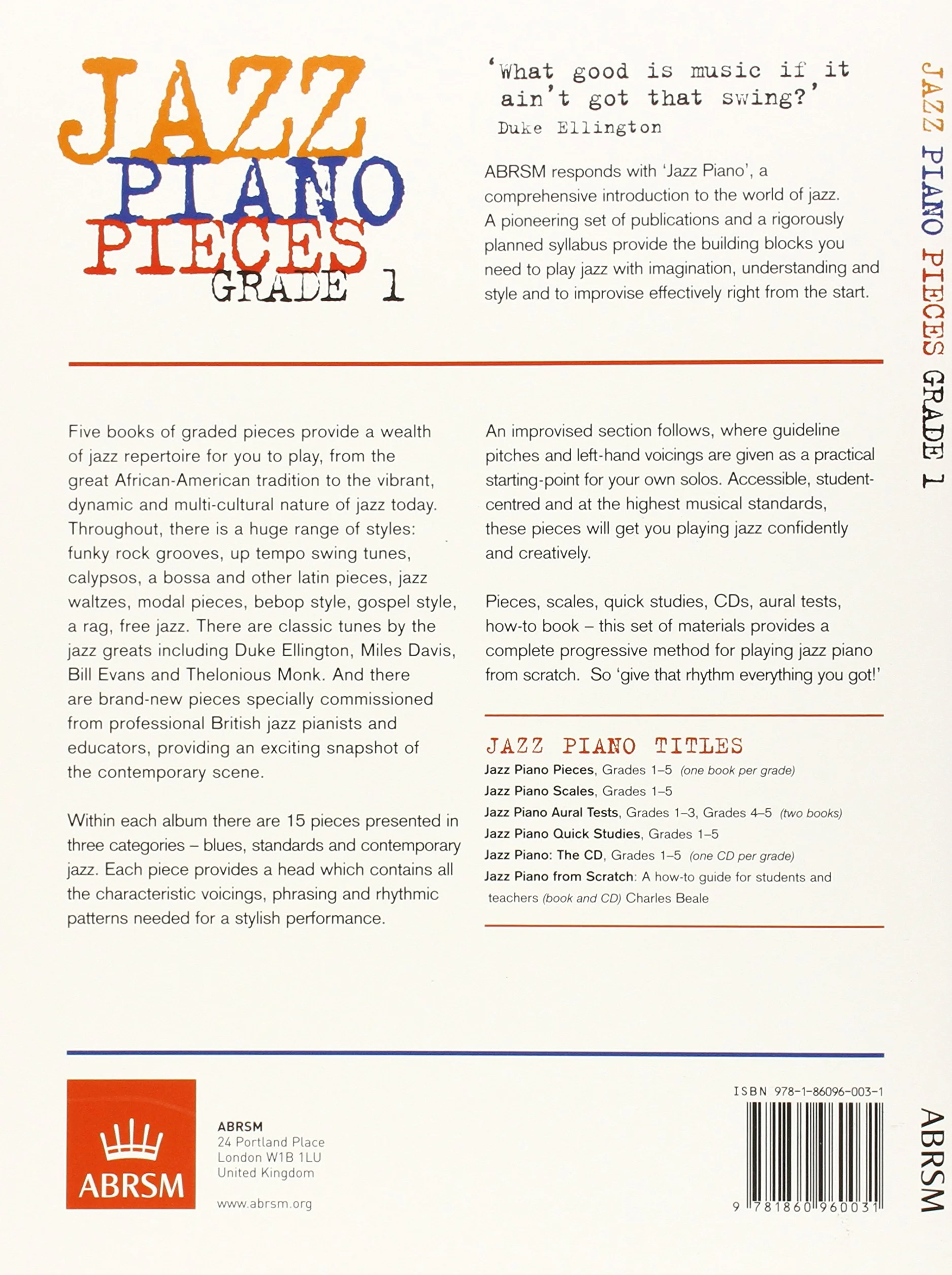 Abrsm jazz piano: pieces grade 1 piano