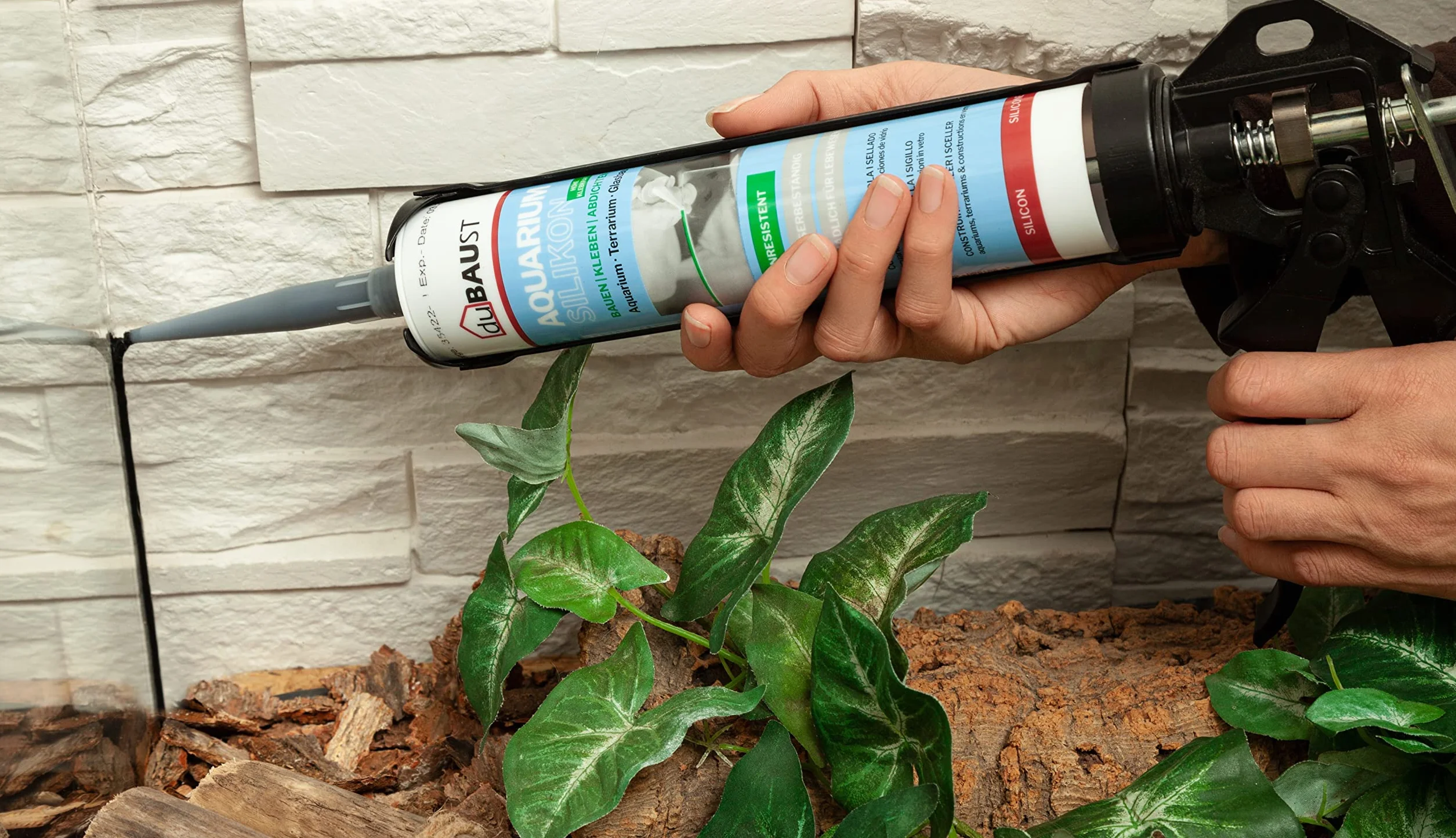 SAQ24 Akwarium, silikonowy wkład 310 ml, do wody słodkiej i morskiej, akwarium, do terrarium, konstrukcji szklanej, klej do akwarium (czarny)