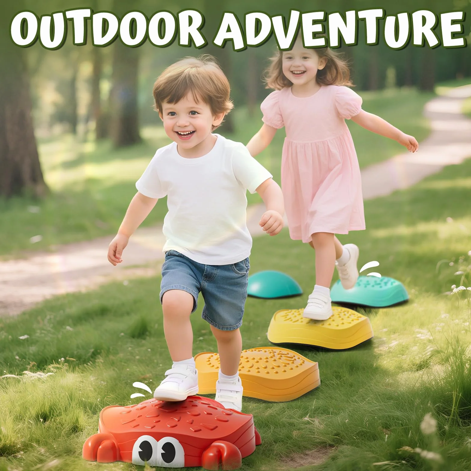 Lehoo Castle Krab Stepping Stones dla dzieci, zabawki sensoryczne dla dzieci z autyzmem, zabawki na zewnątrz dla dzieci w wieku 3-5 lat, wspieranie umiejętności koordynacji równowagi