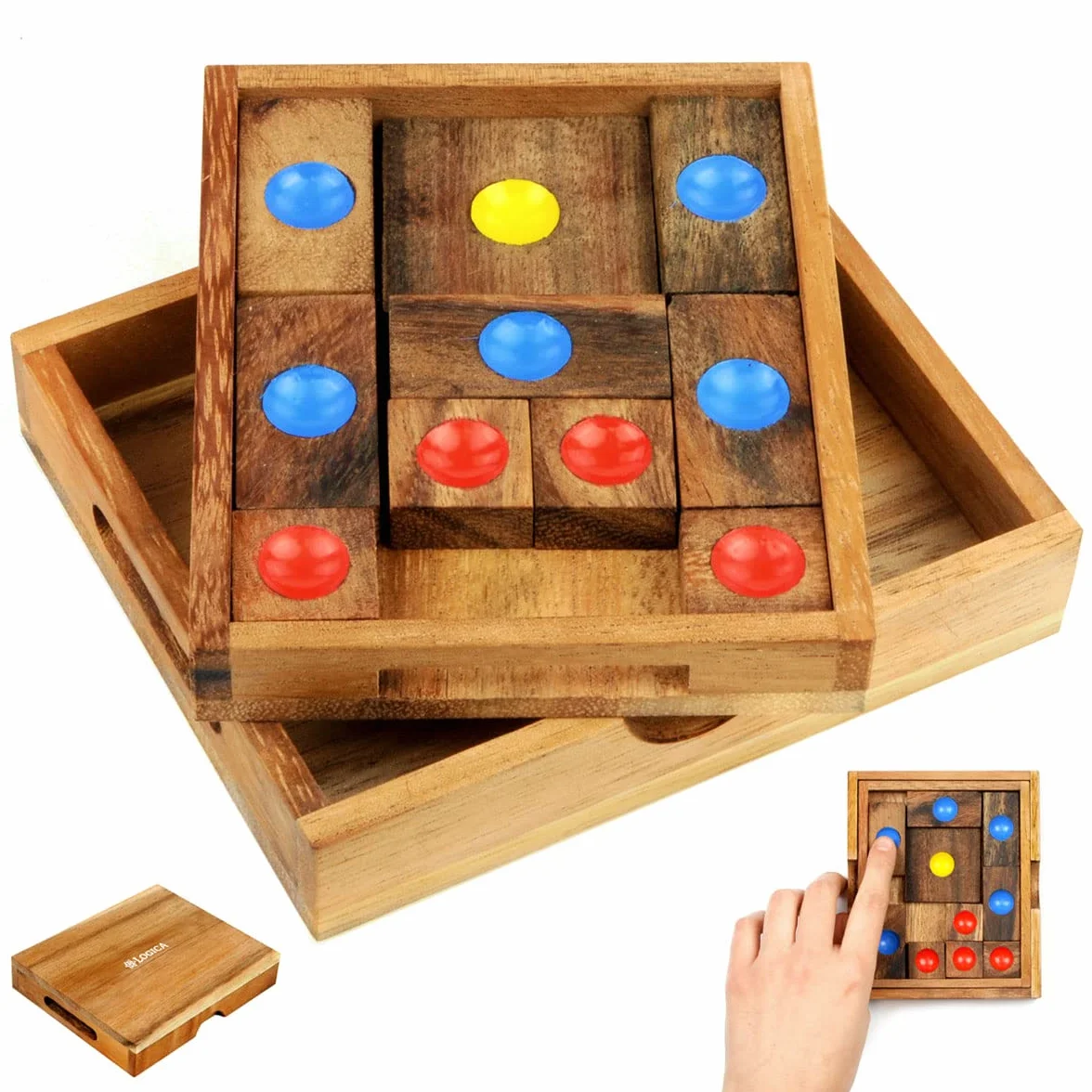 Logica Puzzles Art. Ucieczka z Więzienia - Khun Phaen - Klotski - Puzzle Drewniane - 16 Gier w 1 - Różne Trudności - Kolekcja Orient Express