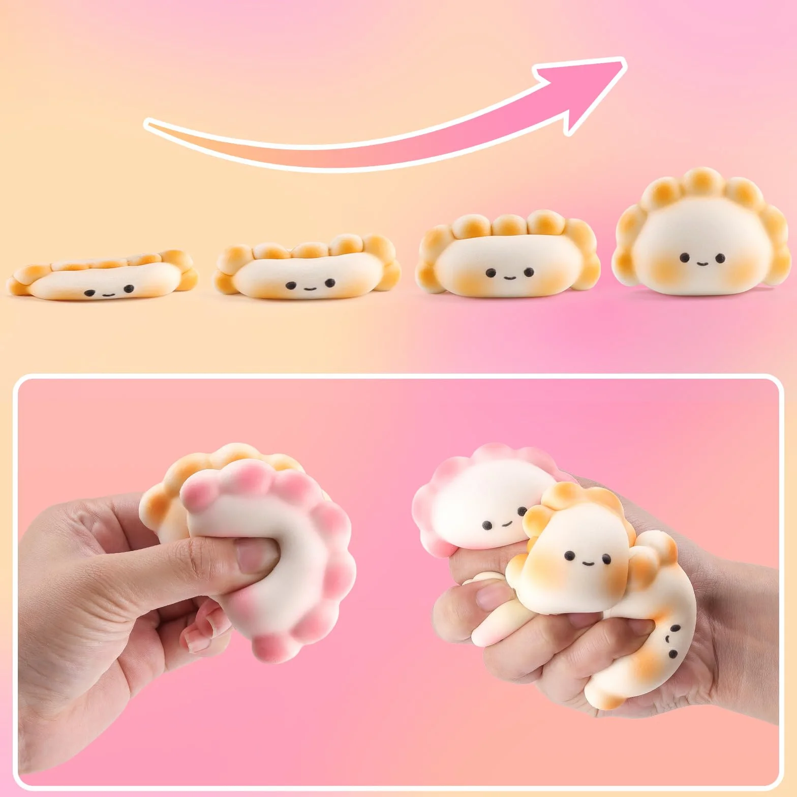 Anboor 4 SZT. Małe zabawki typu squishy z wypełnieniem - powolnie napełniające się zabawki sensoryczne do wciskania dla dzieci i dorosłych, urocze kawaii zabawki do odstresowania do klasy, na urodziny