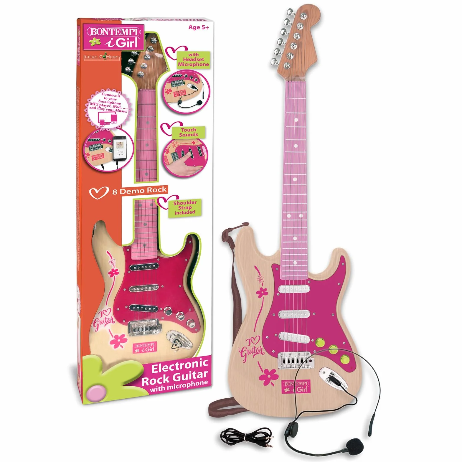 Bontempi 24 1371 1310 gitara elektroniczna, różowa