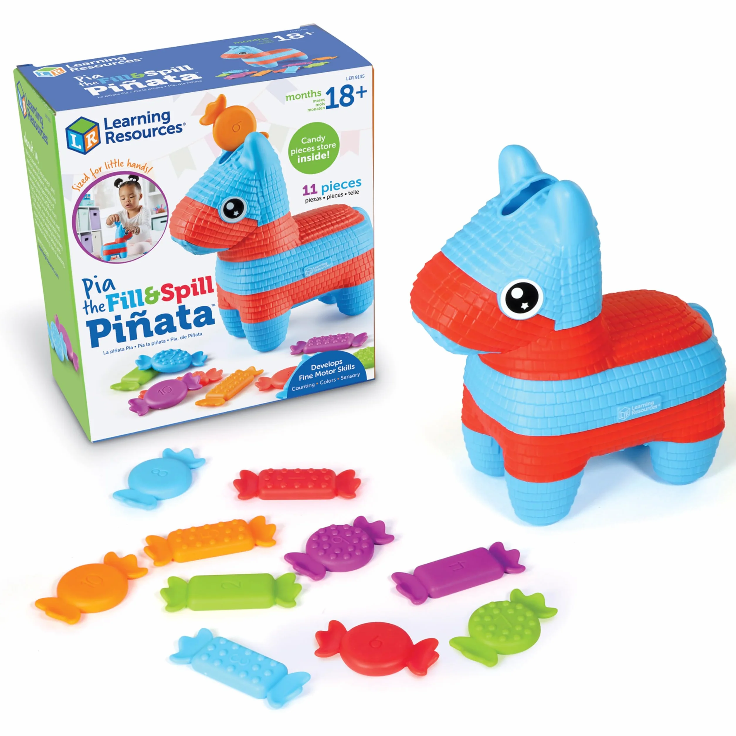 Learning Resources Pia the Wypelnij & Rozlanie Pinata Edukacyjne Zabawki 11-Kawalek Zestaw do Zabawy