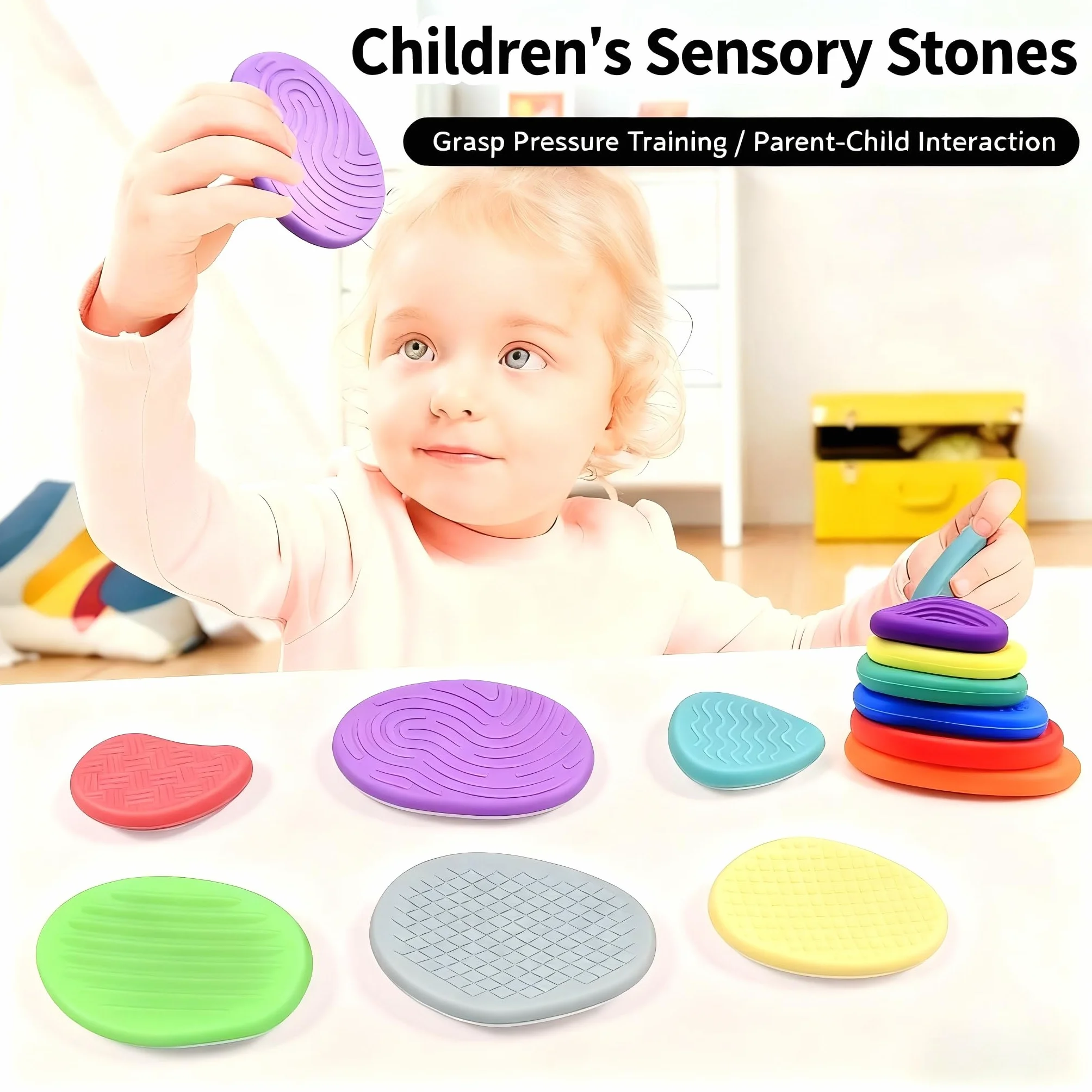 Fidget Toys Sensory Stones, zabawki antystresowe, sensoryczne, antystresowe, teksturowane, dla dzieci z autyzmem, 12 sztuk