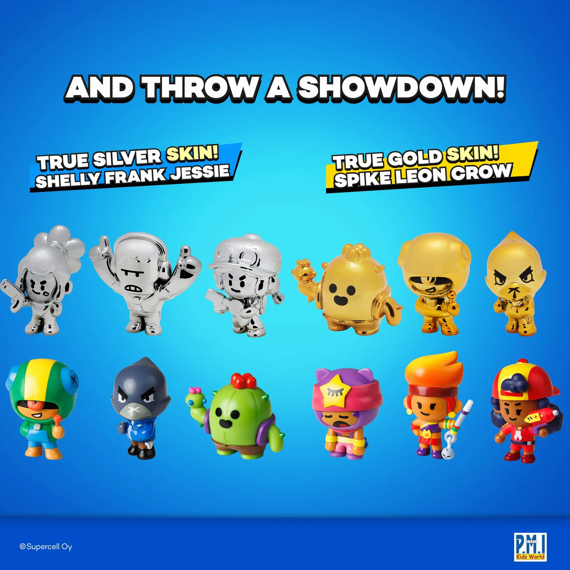 Brawl Stars Zestaw 8 mini figurek do kolekcjonowania | 2 tajemnicze postacie | 1 srebrna figurka | Figurki 5,1 cm | P.M.I. Oficjalnie licencjonowane zabawki | Supercell | Prezent dla graczy