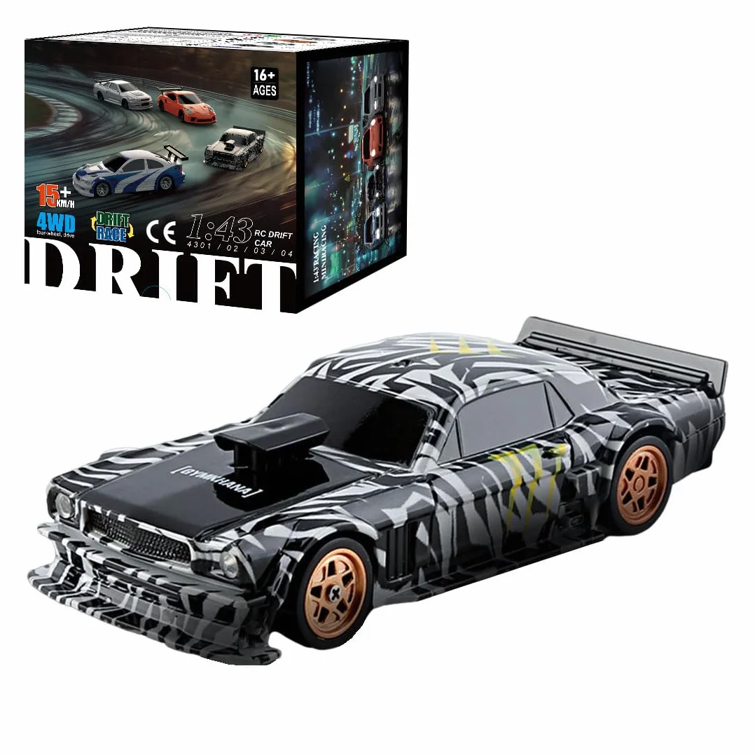 Skala 1/43 Mini RC Drift Car, 2.4G 4WD Full-proportion RC Electric Racing Drift Car Model, Prezent dla miłośników pojazdów (wersja RTR)