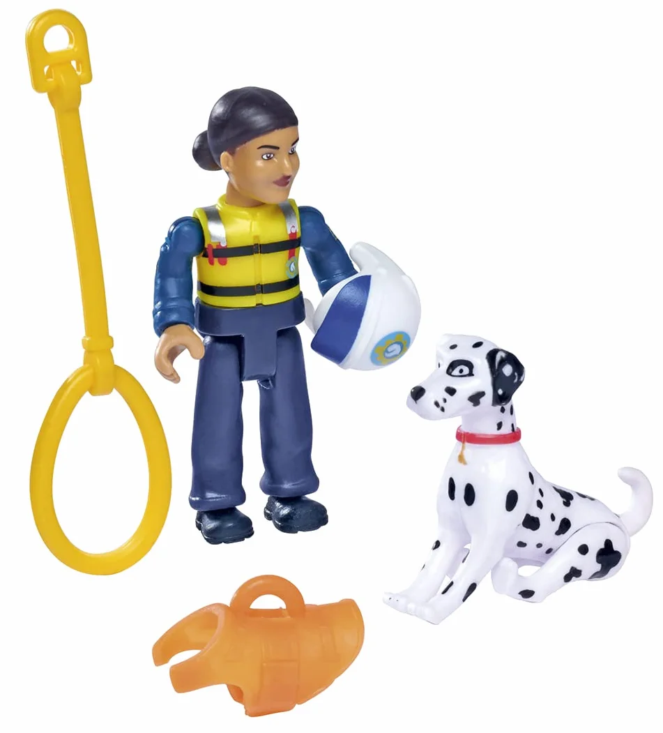 SIMBA 109252537038 Strażak Sam Wallaby Helikopter policyjny 17 cm, światło i dźwięk, ruchoma figurka Rose 7,5 cm i pies