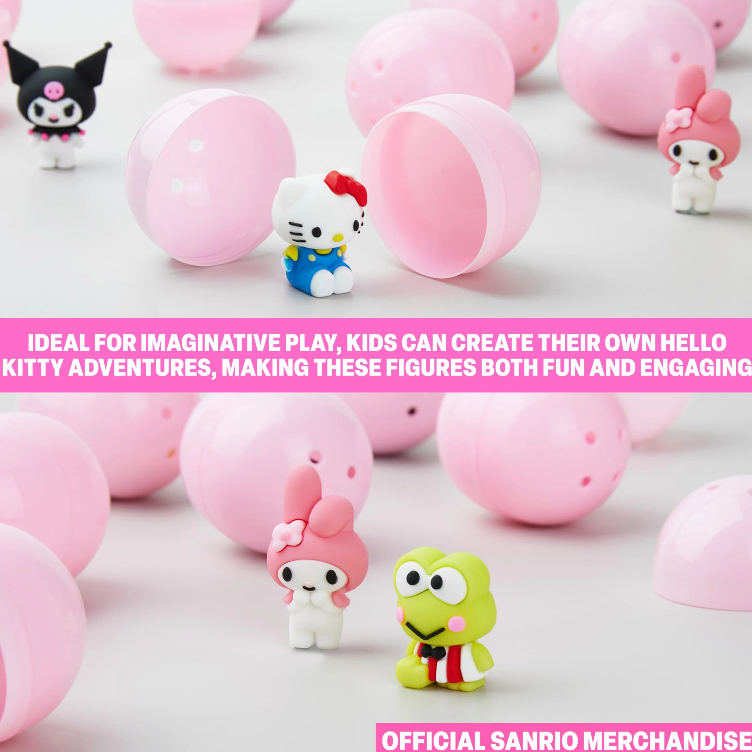 Hello Kitty Sanrio Zestaw figurek 3D, 12 szt., Kuromi Cinnamoroll, kolekcjonerska miniaturowa figurka w kapsułkach, dekoracje biurka i stołu, prezenty dla niej (losowe 12 szt.)