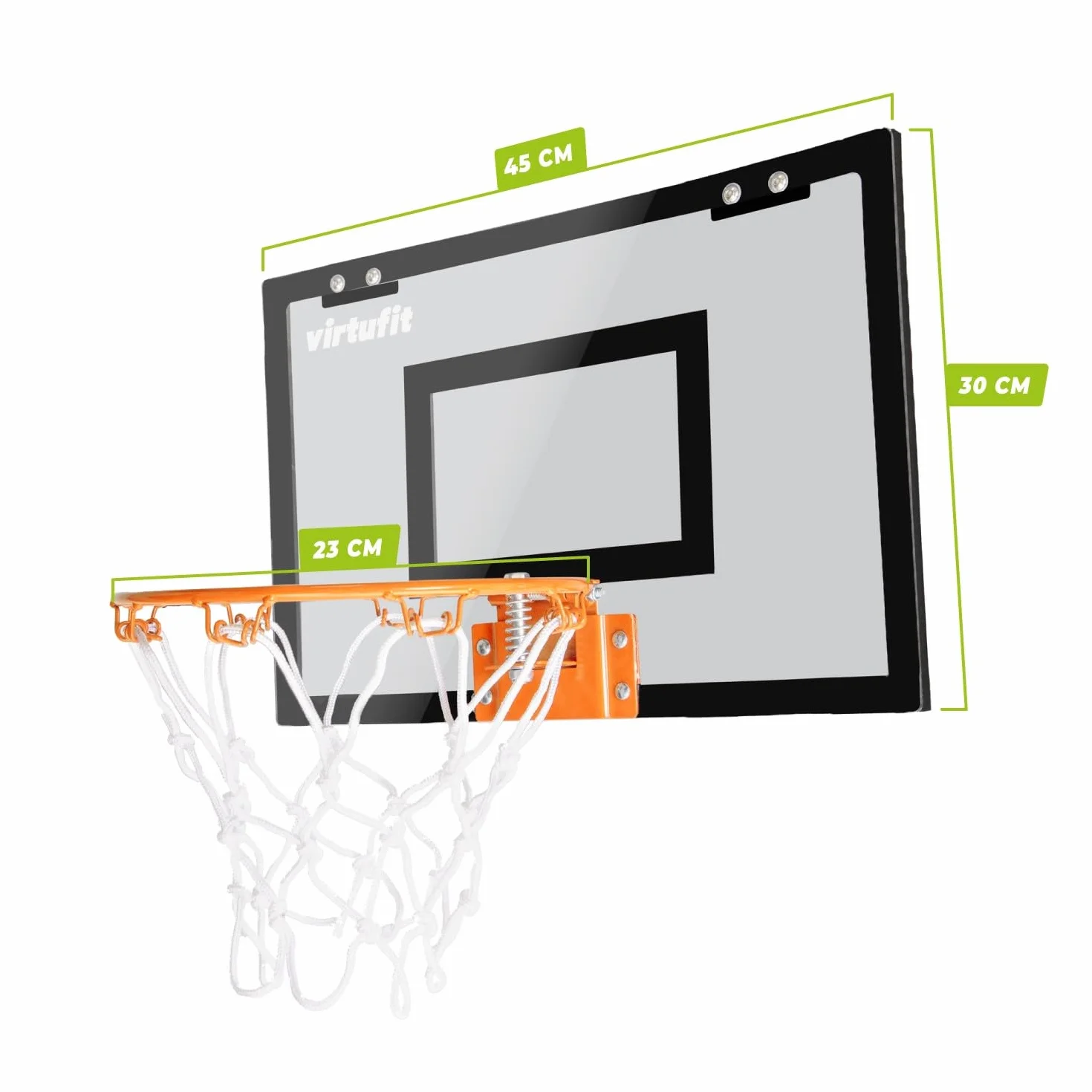 VirtuFit Pro Mini deska do koszykówki z 2 piłkami i pompką, czarna