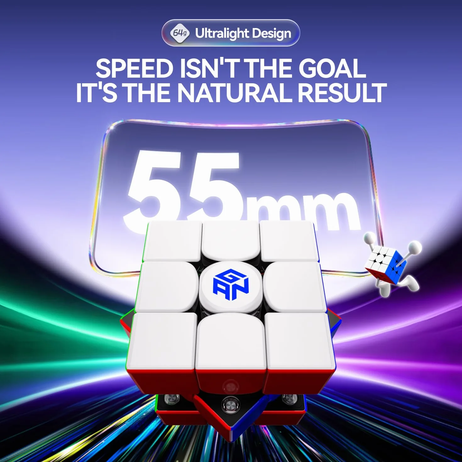 GAN V100 Maglev Speed Cube 3x3, Ultralekka Kostka Magnetyczna o Wadze 64 g, Profesjonalna Oryginalna Kostka Speedcube, Odpowiednia Zarówno dla Dzieci, Jak i Dorosłych, Wersja UV, 5,5 cm
