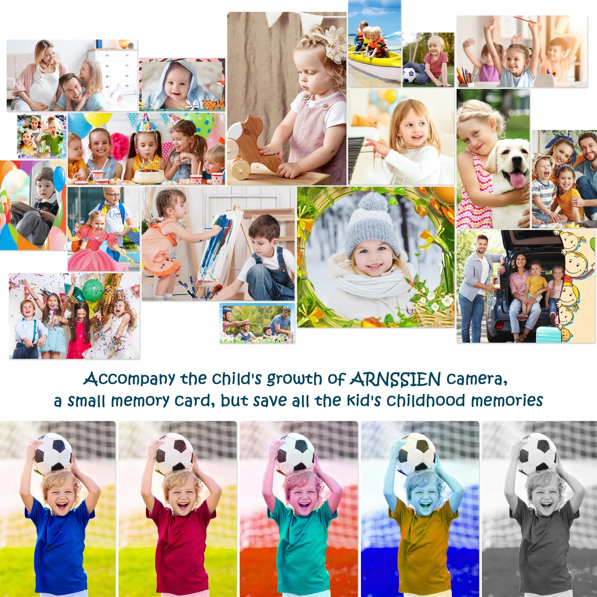 ARNSSIEN Aparat cyfrowy dla dzieci dla 3-12 letnich dziewczynek/chłopców, przenośny aparat do selfie dla dzieci,cyfrowe kamery wideo HD dla maluchów,prezenty świąteczne dla dzieci na urodziny,X200