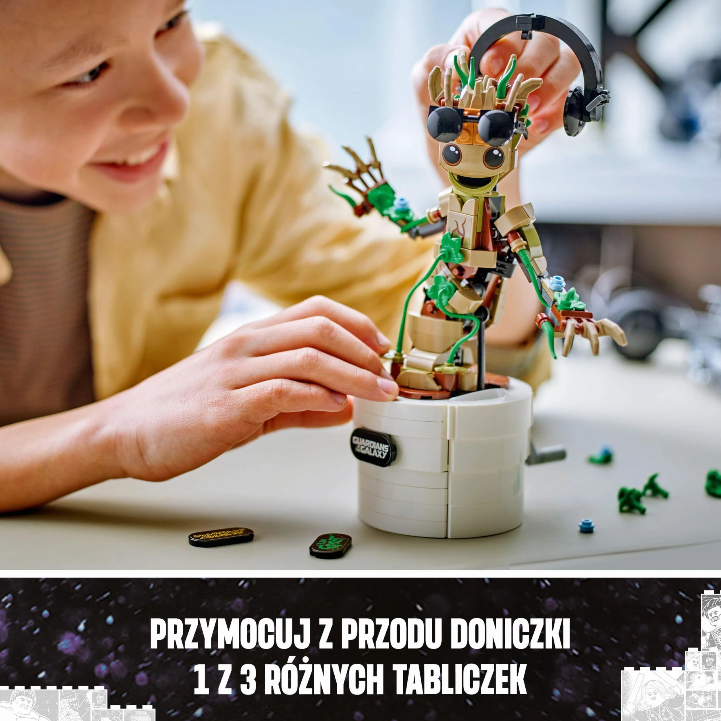 LEGO Marvel Tańczący Groot, Interaktywna Zabawka do Zbudowania, dla Fana Strażników Galaktyki, Figurka Superbohatera, Pomysł na Prezent dla 10-latka, Chłopca i Dziewczynki, 76297