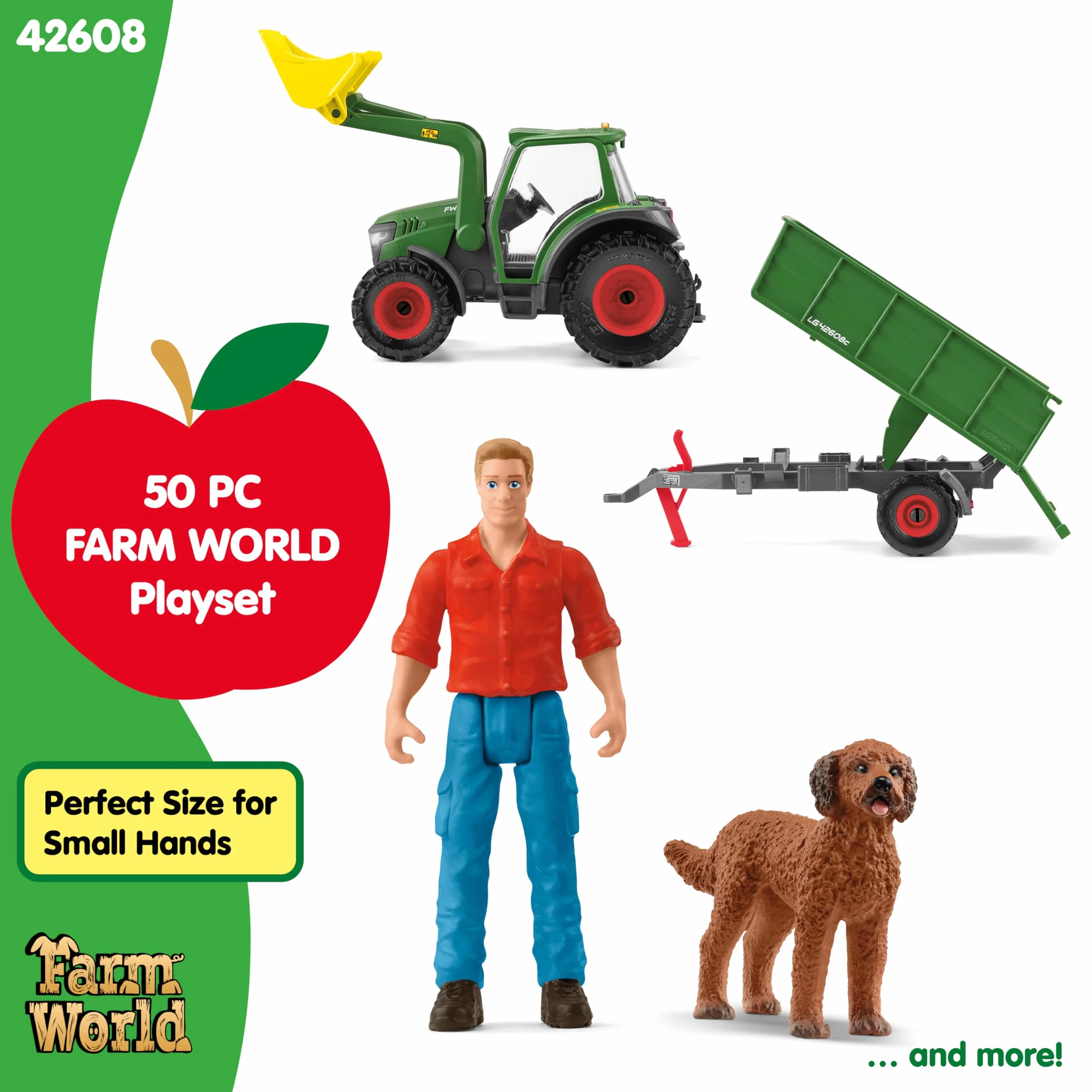schleich 42608 Traktor z przyczepą, od 3 lat, FARM WORLD - Zestaw do zabawy, 50 kawałki