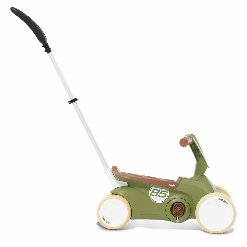 Berg GO² Samochód zjeżdżalniowy 2 w 1 w stylu retro, zielony | ślizgacz i rowerek biegowy, samochód dziecięcy z rozkładanymi pedałami, gokart, zabawka dla dzieci w wieku 10-30 miesięcy, duży