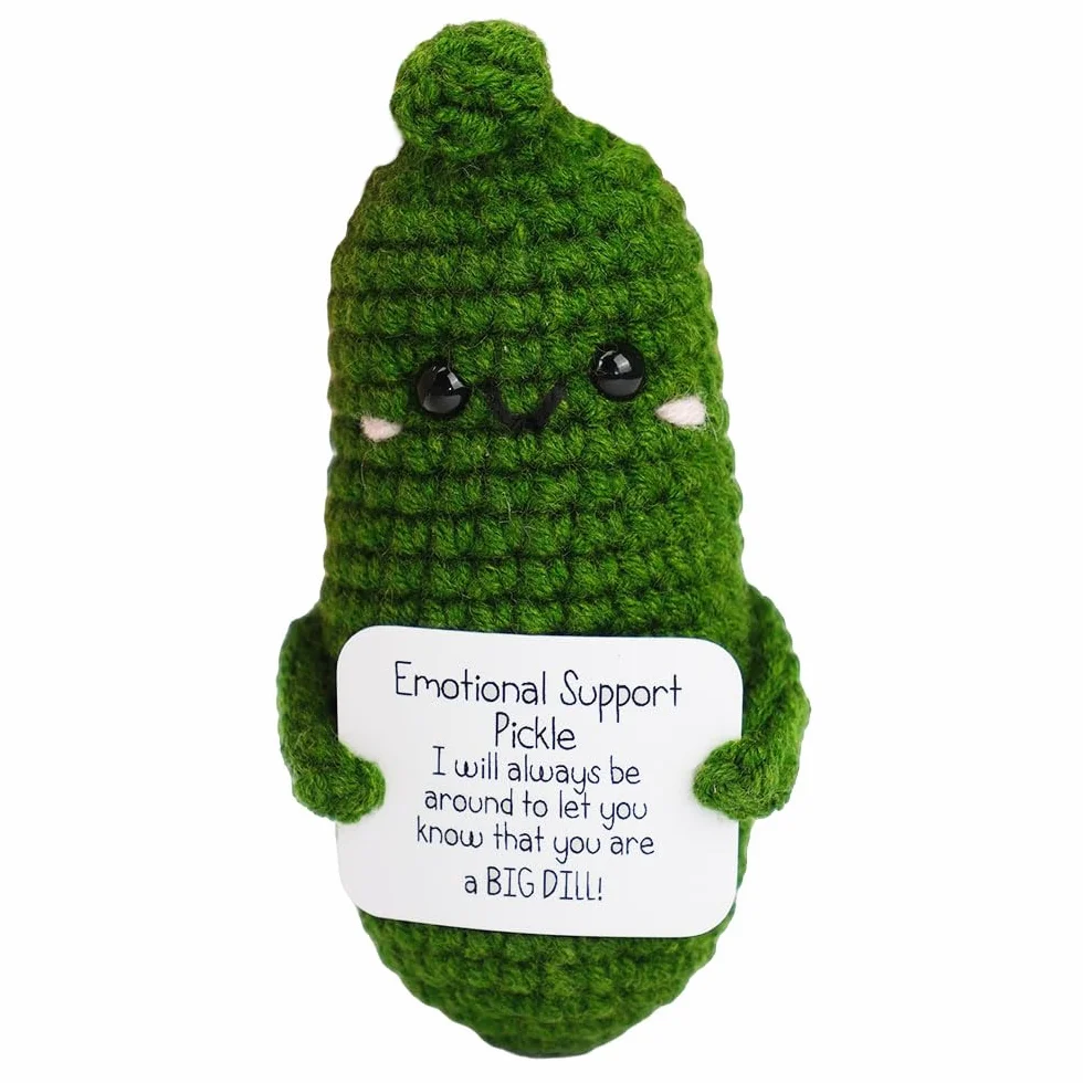 LATRAT Pocket Hug Positive Ziemniak, Creative Knitted Wool Potato Doll, prezent motywacyjny dla przyjaciół, na imprezę, jako zachęta, zielony ogórek sałatkowy