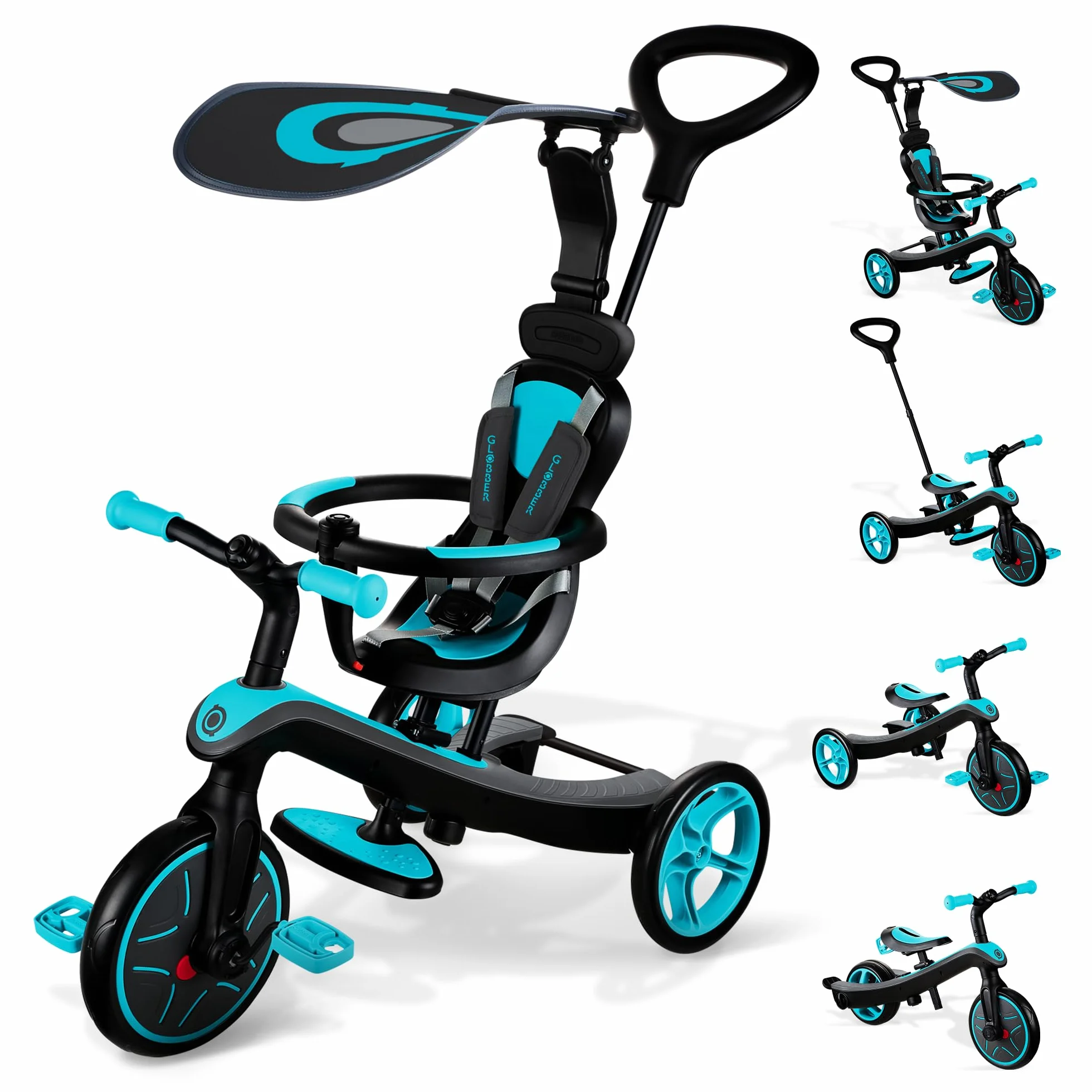 Globber - EXPLORER TRIKE 4 w 1 - Ewolucyjny trójkołowiec & draising dla małych dzieci w wieku od 10 m+ do 5 lat +, Duck Blue