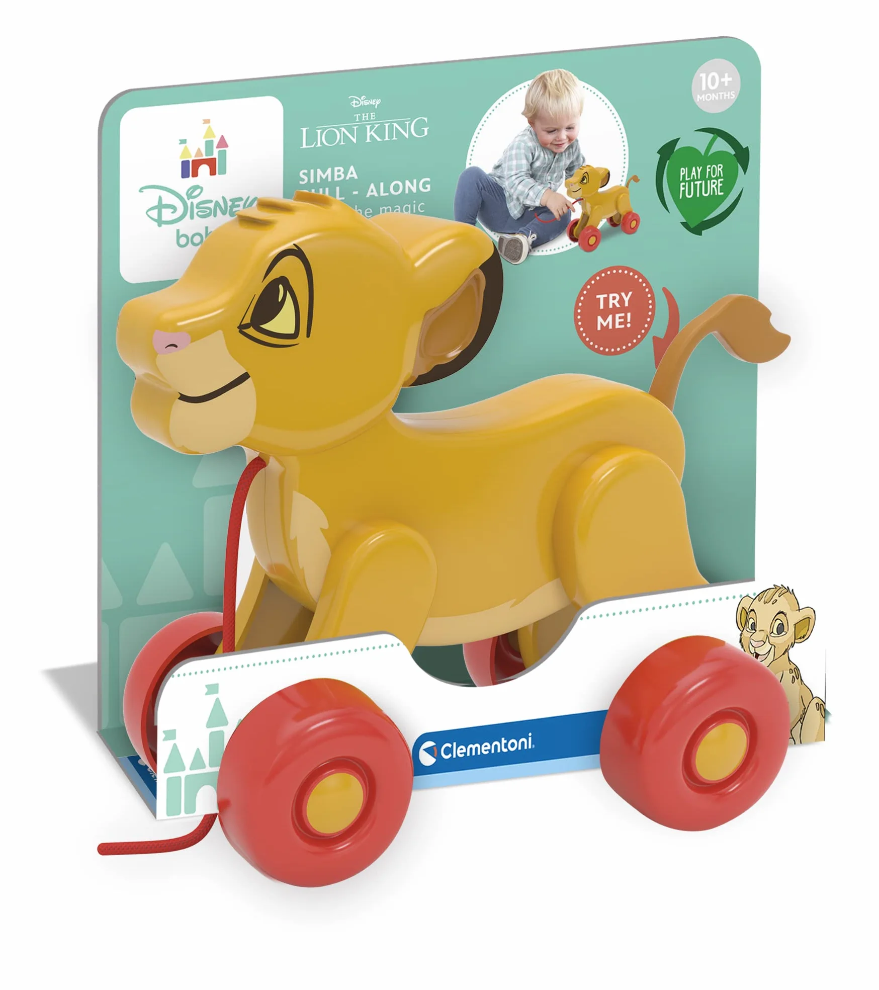 Clementoni - 17815 - Pull Along Disney Simba - Zabawka Dla Pierwszego Wieku Dla Dzieci Od 9 Miesięcy, Zabawka Do Pchania