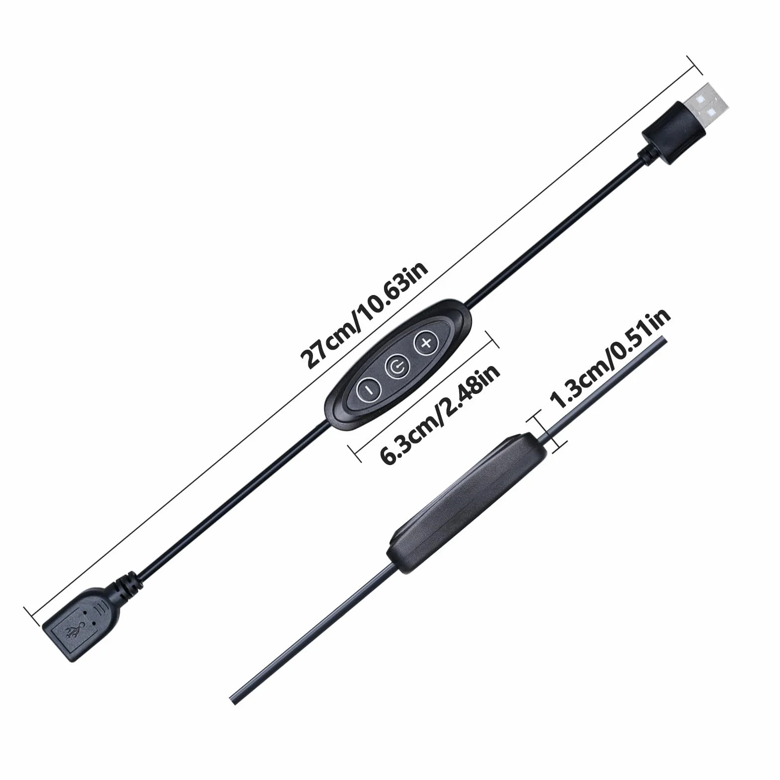 GOMING Przełącznik ściemniacza USB 5V Kobieta do Mężczyzny 10 Poziomów Jasności do Monochromatycznej Taśmy LED USB 5V (2 szt)